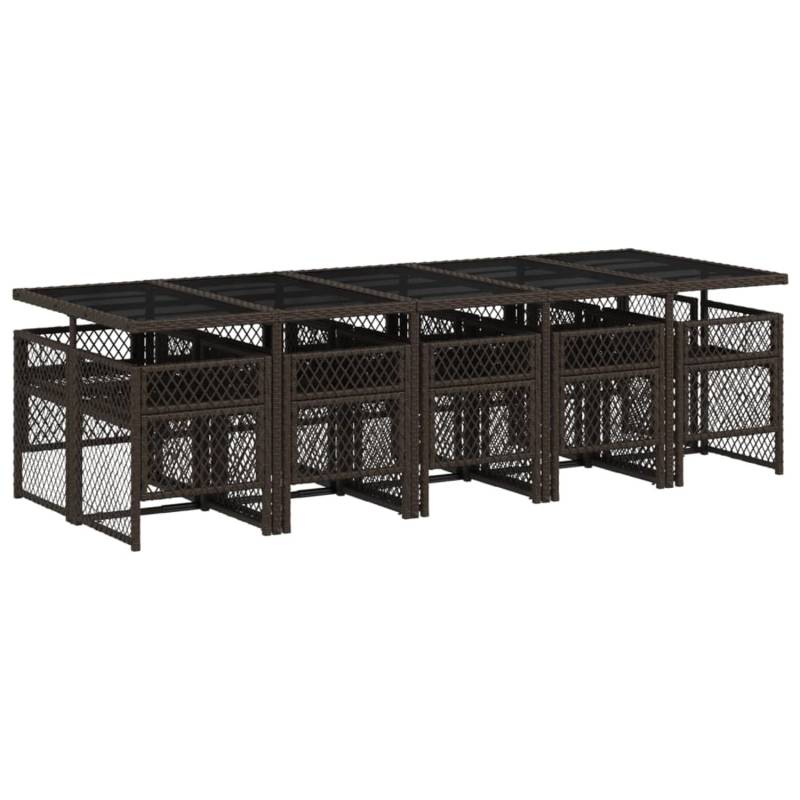 vidaXL 11-tlg Garten-Essgruppe mit Kissen Braun Poly Rattan Modell 11 von VIDAXL