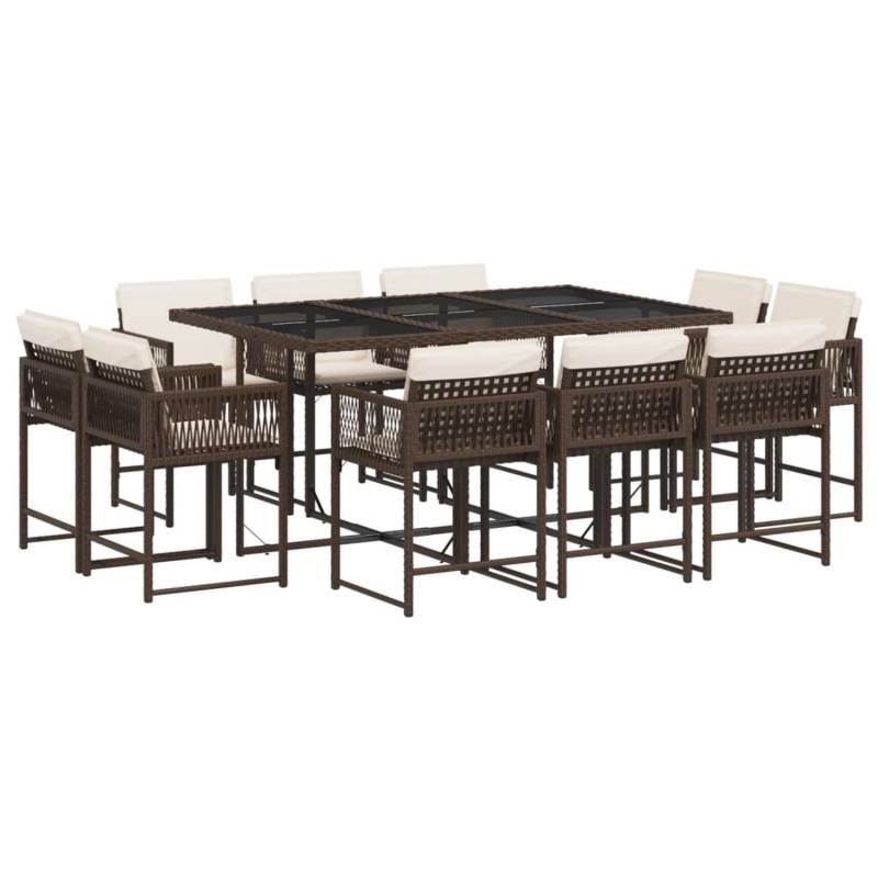 vidaXL 11-tlg Garten-Essgruppe mit Kissen Braun Poly Rattan Modell 12 von VIDAXL