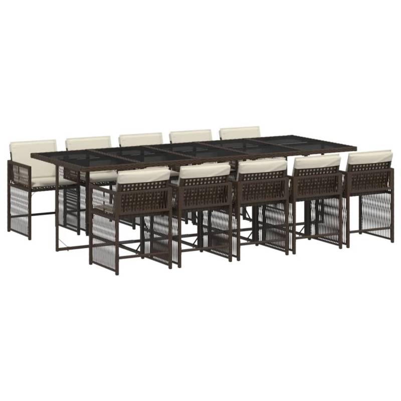 vidaXL 11-tlg Garten-Essgruppe mit Kissen Braun Poly Rattan Modell 13 von VIDAXL