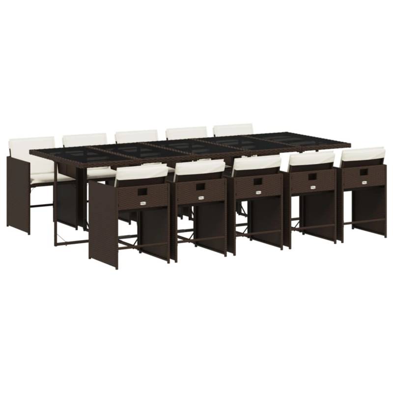 vidaXL 11-tlg Garten-Essgruppe mit Kissen Braun Poly Rattan Modell 16 von VIDAXL