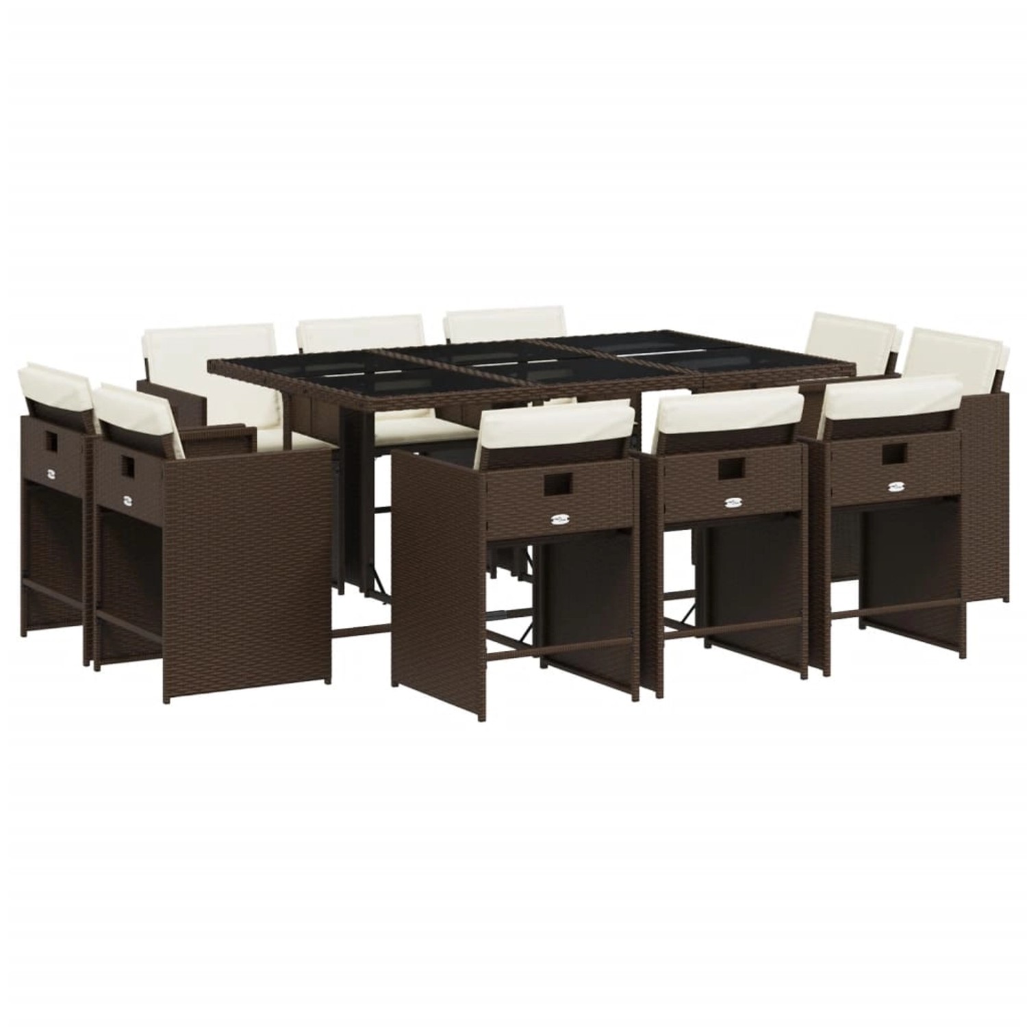 vidaXL 11-tlg Garten-Essgruppe mit Kissen Braun Poly Rattan Modell 2 vidaXL 11-tlg Garten-Essgruppe mit Kissen Braun Poly Rattan Modell 2 von VIDAXL