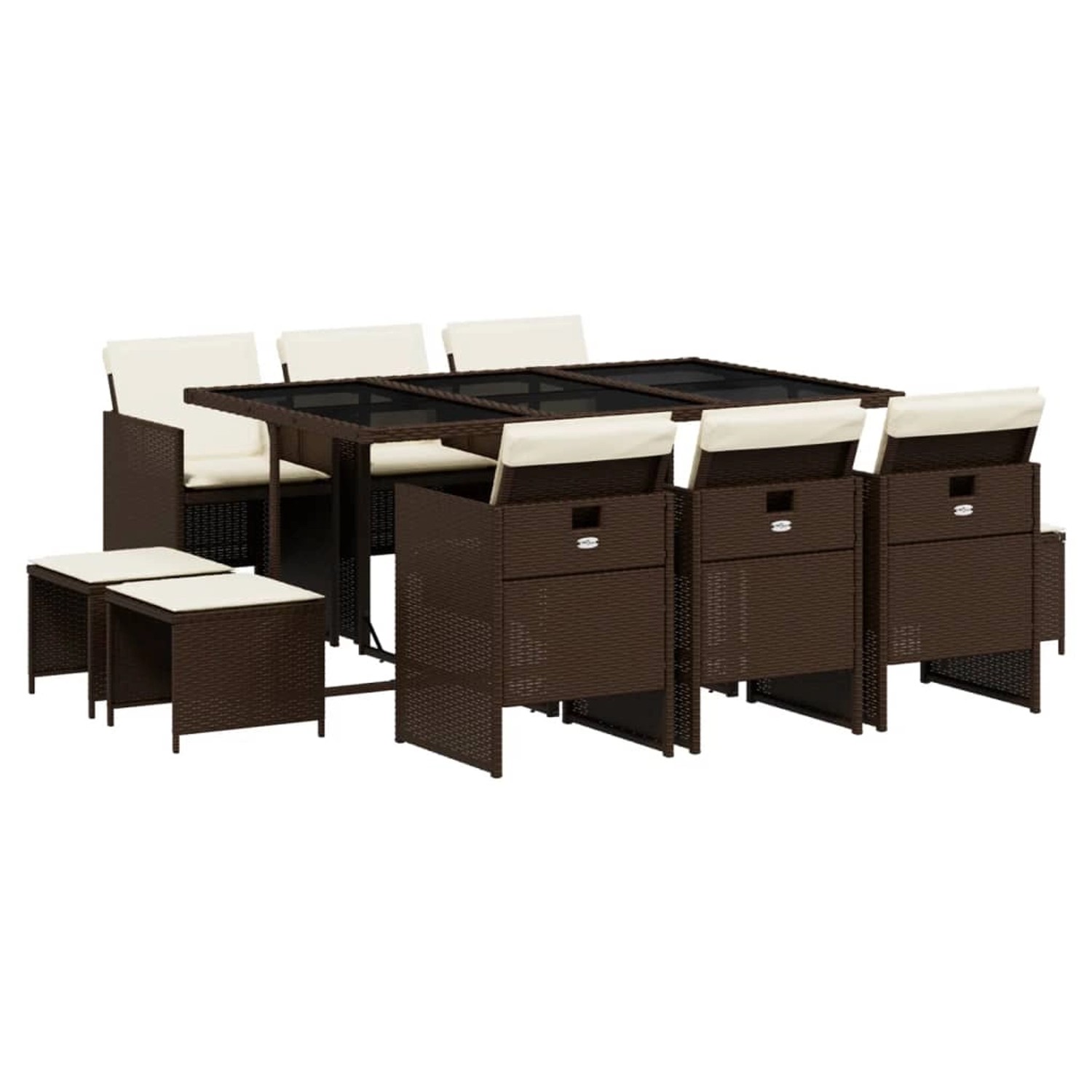 vidaXL 11-tlg Garten-Essgruppe mit Kissen Braun Poly Rattan Modell 5 vidaXL 11-tlg Garten-Essgruppe mit Kissen Braun Poly Rattan Modell 5 von VIDAXL