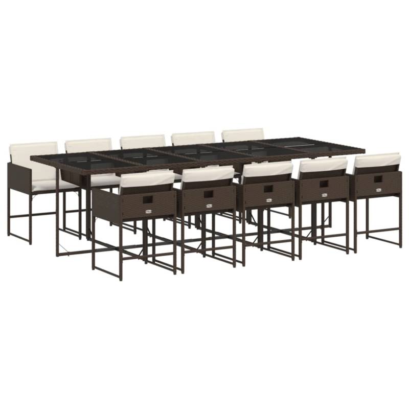 vidaXL 11-tlg Garten-Essgruppe mit Kissen Braun Poly Rattan Modell 7 von VIDAXL