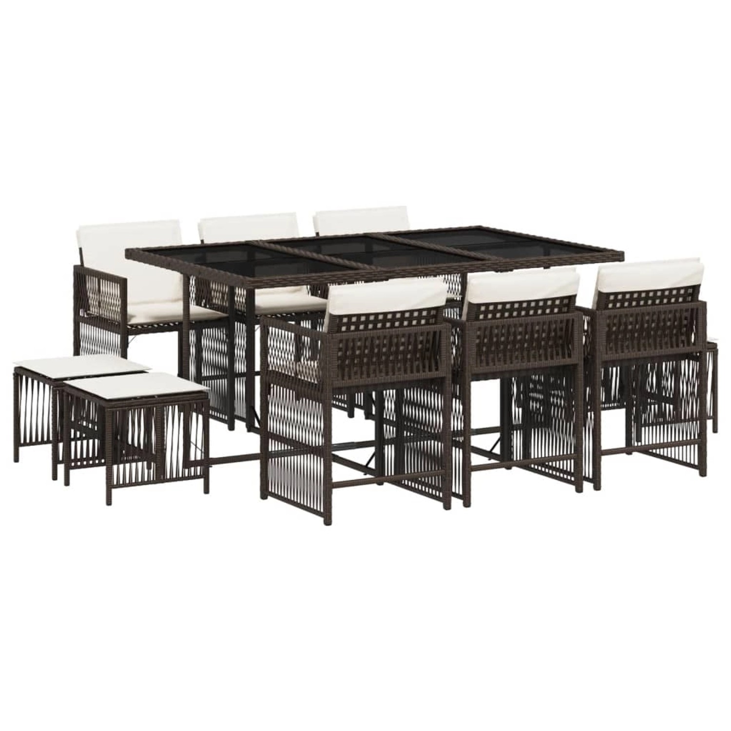 vidaXL 11-tlg Garten-Essgruppe mit Kissen Braun Poly Rattan Modell 8 vidaXL 11-tlg Garten-Essgruppe mit Kissen Braun Poly Rattan Modell 8 von VIDAXL