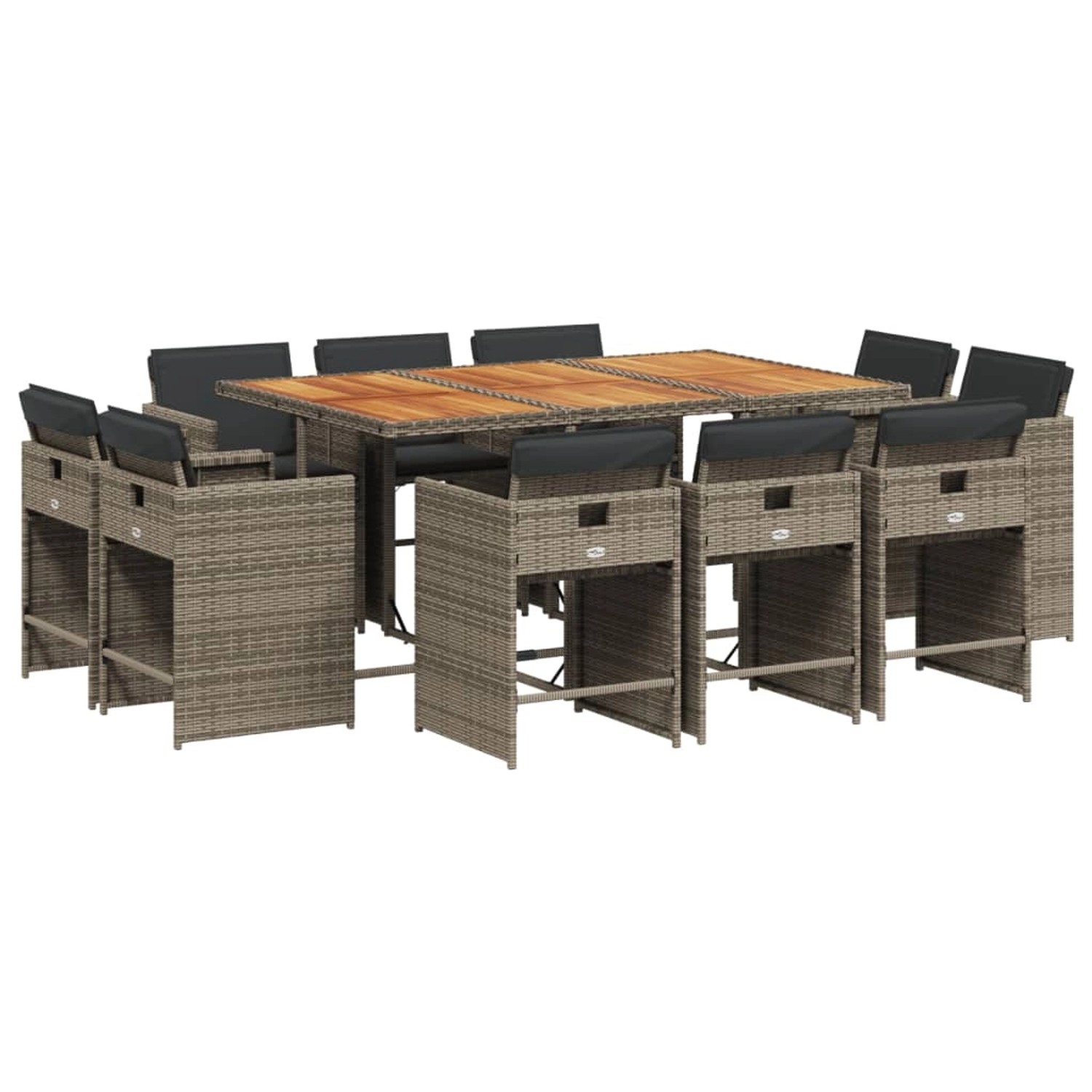 vidaXL 11-tlg Garten-Essgruppe mit Kissen Grau Poly Rattan Modell 10 vidaXL 11-tlg Garten-Essgruppe mit Kissen Grau Poly Rattan Modell 10 von VIDAXL