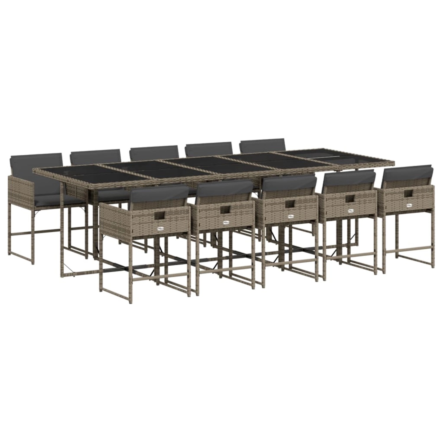 vidaXL 11-tlg Garten-Essgruppe mit Kissen Grau Poly Rattan Modell 13 vidaXL 11-tlg Garten-Essgruppe mit Kissen Grau Poly Rattan Modell 13 von VIDAXL