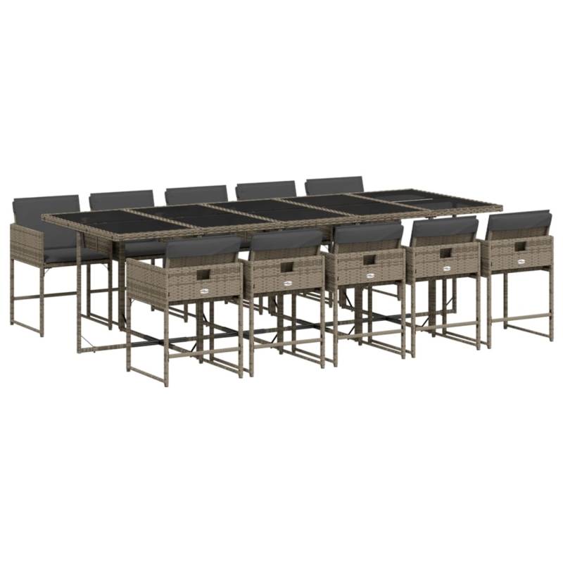 vidaXL 11-tlg Garten-Essgruppe mit Kissen Grau Poly Rattan Modell 13 von VIDAXL