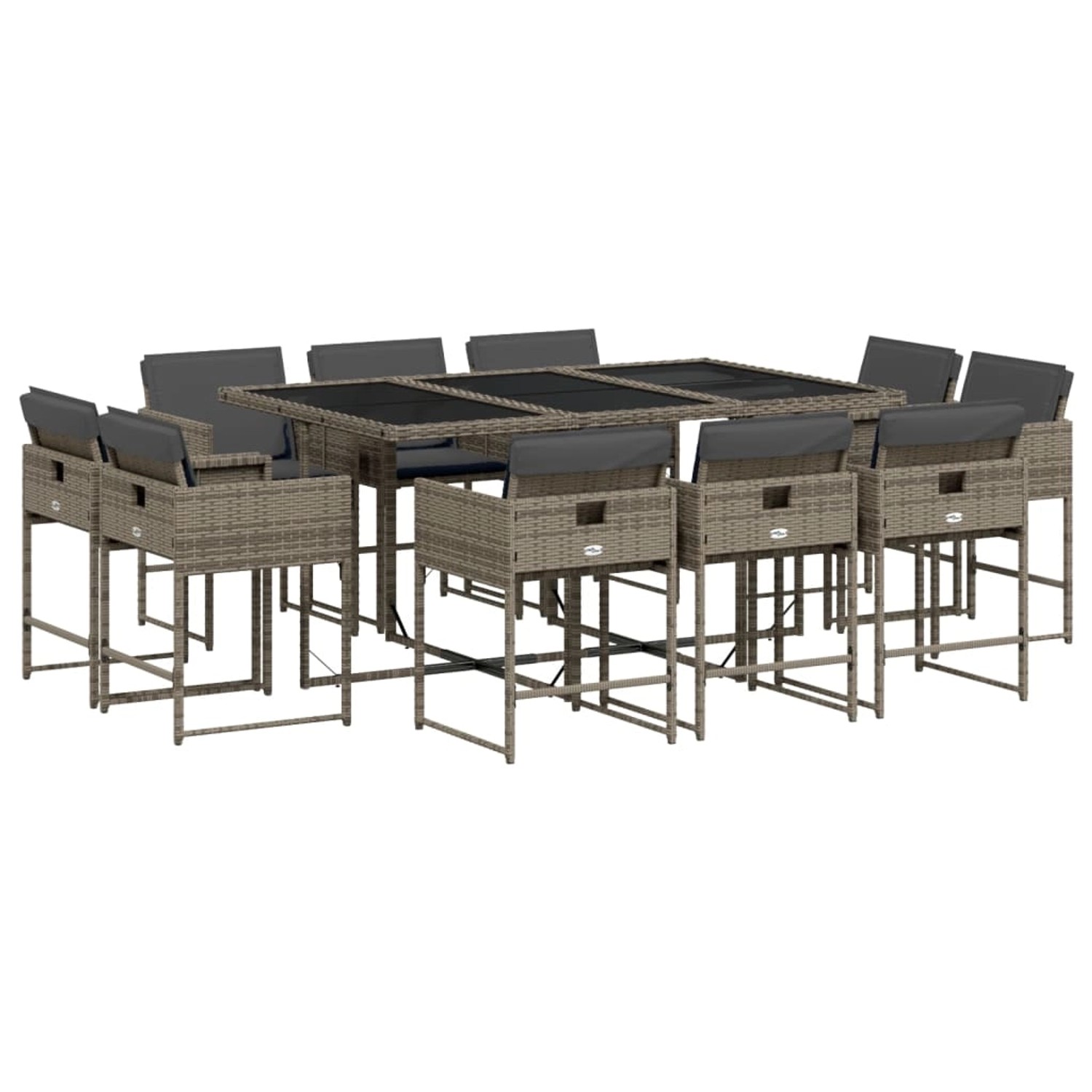vidaXL 11-tlg Garten-Essgruppe mit Kissen Grau Poly Rattan Modell 15 vidaXL 11-tlg Garten-Essgruppe mit Kissen Grau Poly Rattan Modell 15 von VIDAXL