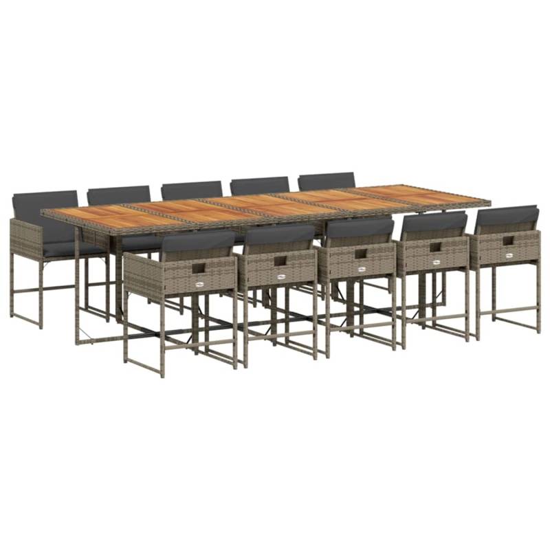 vidaXL 11-tlg Garten-Essgruppe mit Kissen Grau Poly Rattan Modell 16 von VIDAXL