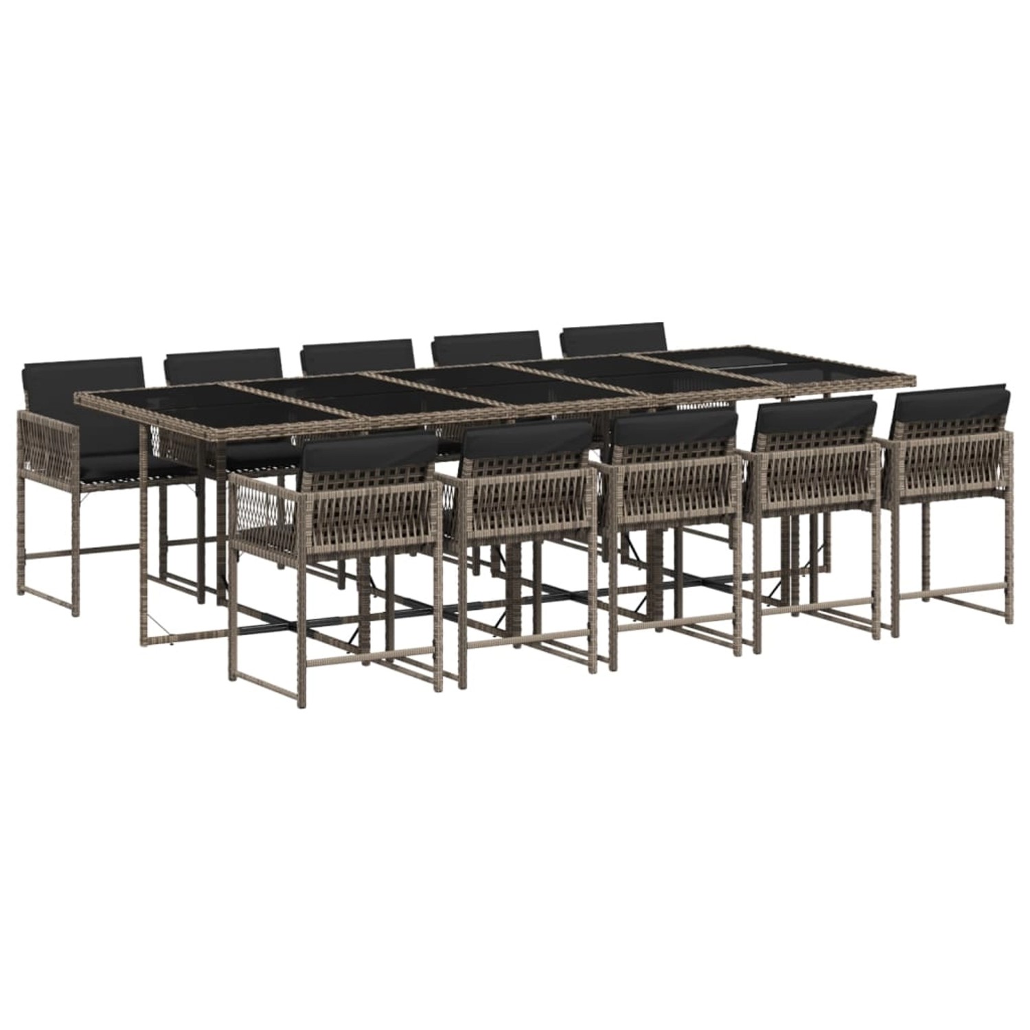 vidaXL 11-tlg Garten-Essgruppe mit Kissen Grau Poly Rattan Modell 3 vidaXL 11-tlg Garten-Essgruppe mit Kissen Grau Poly Rattan Modell 3 von VIDAXL