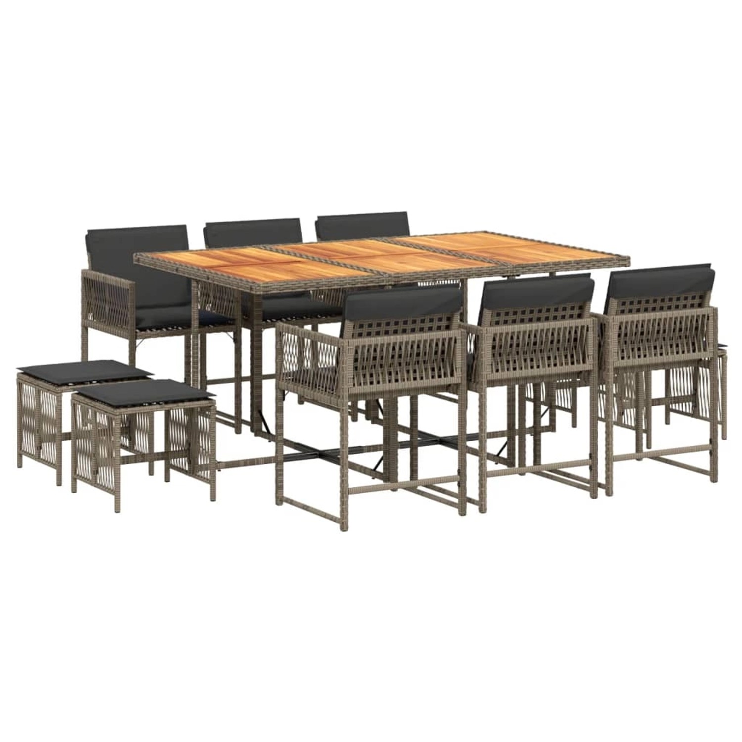 vidaXL 11-tlg Garten-Essgruppe mit Kissen Grau Poly Rattan Modell 43 vidaXL 11-tlg Garten-Essgruppe mit Kissen Grau Poly Rattan Modell 43 von VIDAXL