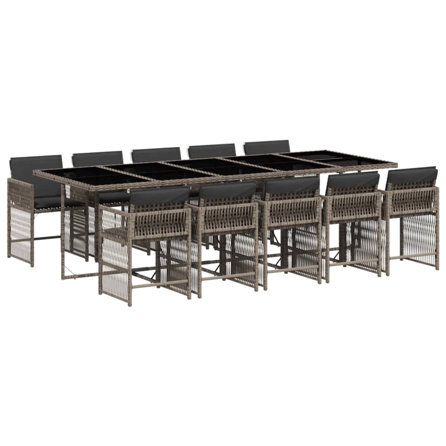 vidaXL 11-tlg Garten-Essgruppe mit Kissen Grau Poly Rattan Modell 44 vidaXL 11-tlg Garten-Essgruppe mit Kissen Grau Poly Rattan Modell 44 von VIDAXL