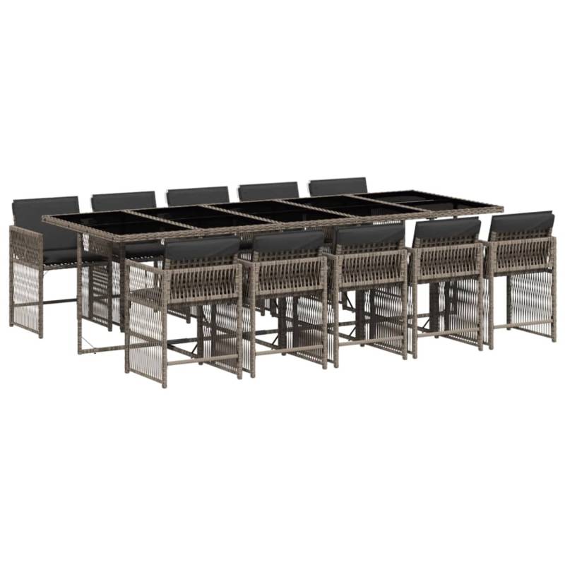 vidaXL 11-tlg Garten-Essgruppe mit Kissen Grau Poly Rattan Modell 44 von VIDAXL