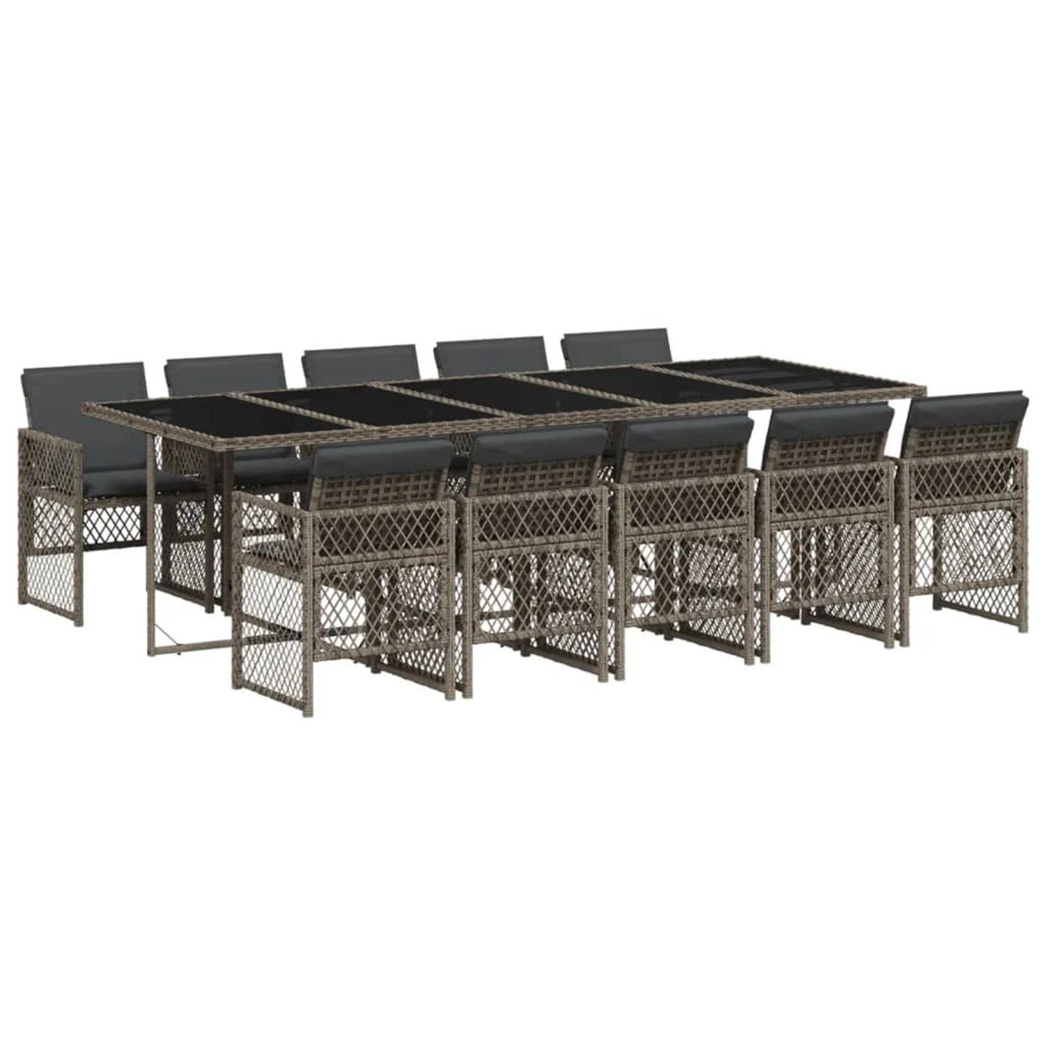 vidaXL 11-tlg Garten-Essgruppe mit Kissen Grau Poly Rattan Modell 53 vidaXL 11-tlg Garten-Essgruppe mit Kissen Grau Poly Rattan Modell 53 von VIDAXL