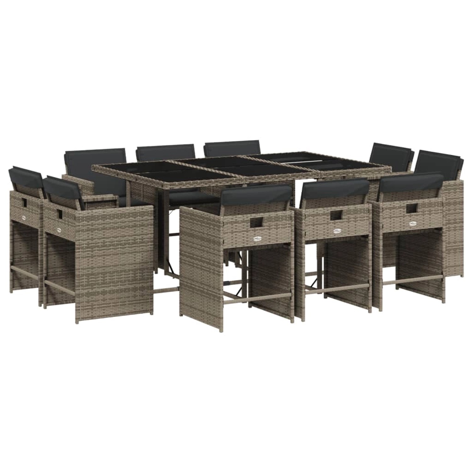 vidaXL 11-tlg Garten-Essgruppe mit Kissen Grau Poly Rattan Modell 7 vidaXL 11-tlg Garten-Essgruppe mit Kissen Grau Poly Rattan Modell 7 von VIDAXL