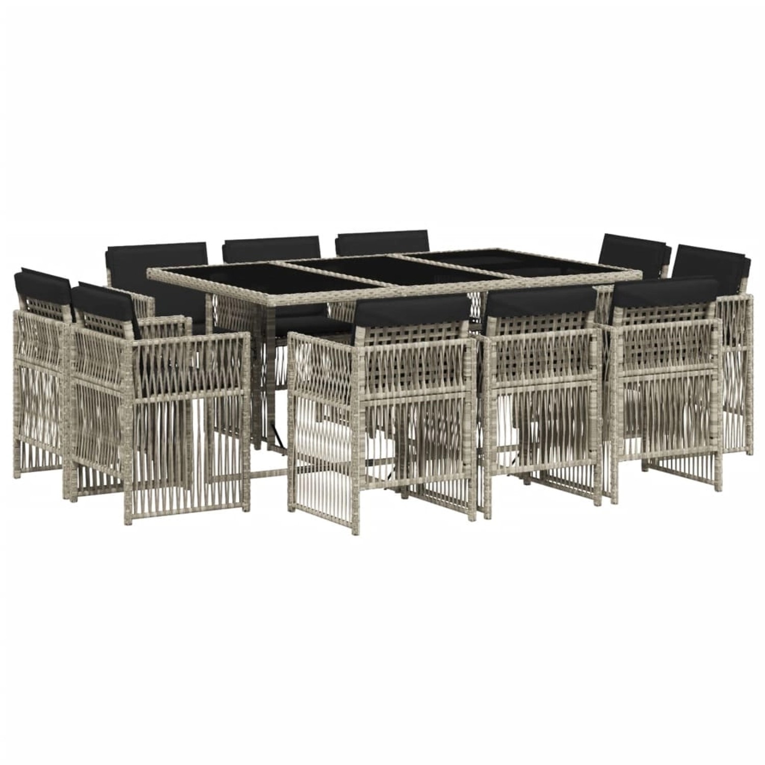 vidaXL 11-tlg Garten-Essgruppe mit Kissen Hellgrau Poly Rattan Modell 12 vidaXL 11-tlg Garten-Essgruppe mit Kissen Hellgrau Poly Rattan Modell 12 von VIDAXL