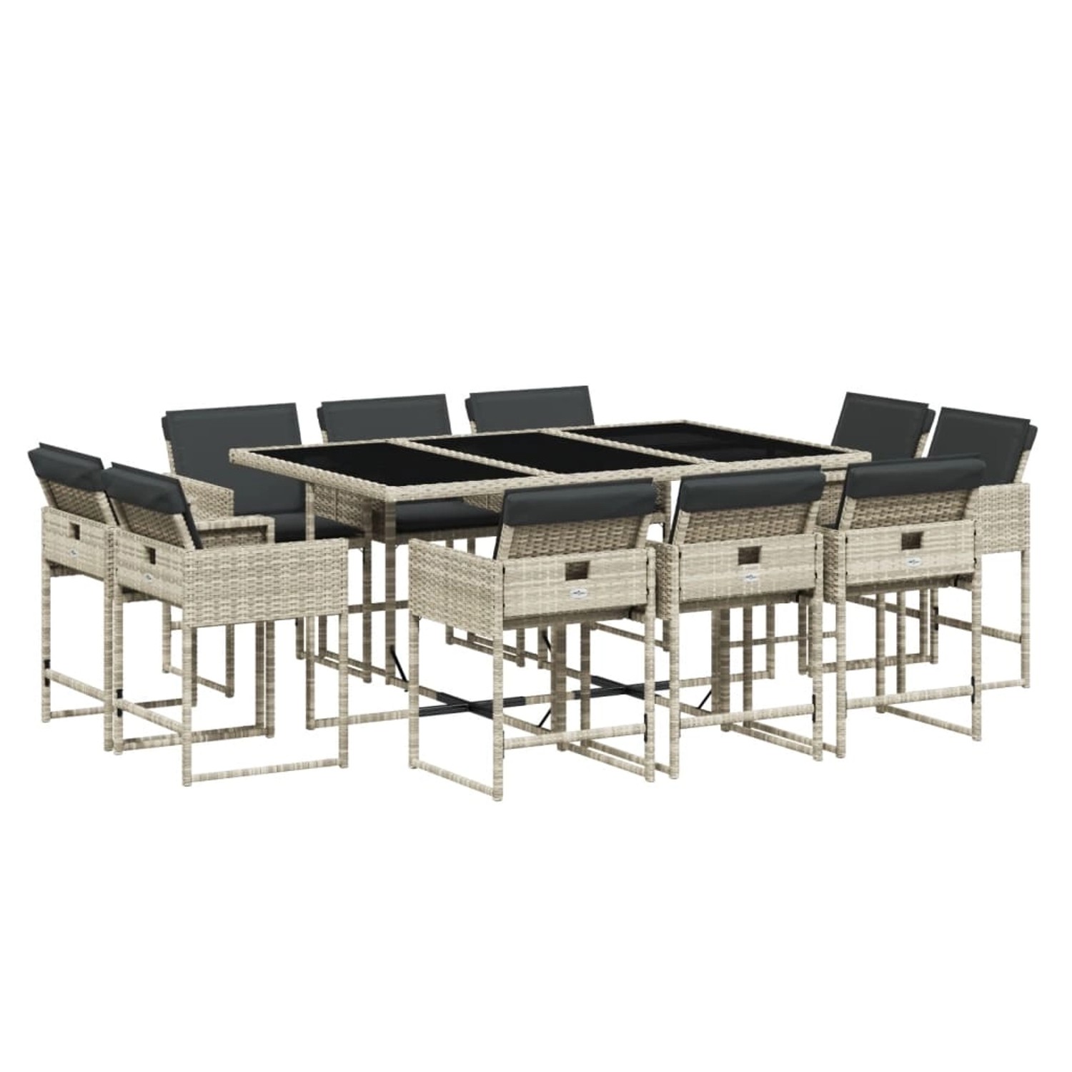 vidaXL 11-tlg Garten-Essgruppe mit Kissen Hellgrau Poly Rattan Modell 3 vidaXL 11-tlg Garten-Essgruppe mit Kissen Hellgrau Poly Rattan Modell 3 von VIDAXL
