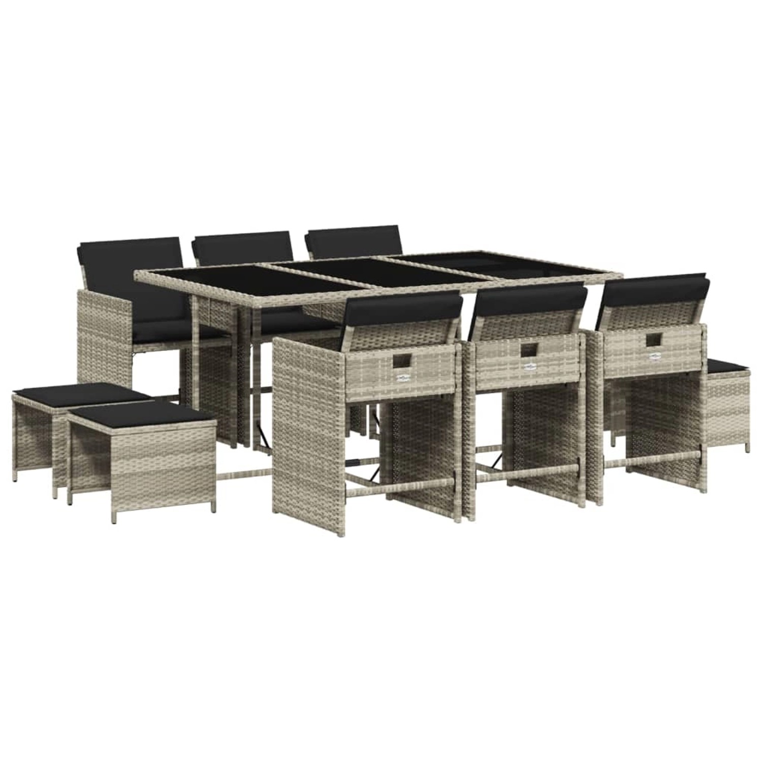 vidaXL 11-tlg Garten-Essgruppe mit Kissen Hellgrau Poly Rattan Modell 6 vidaXL 11-tlg Garten-Essgruppe mit Kissen Hellgrau Poly Rattan Modell 6 von VIDAXL