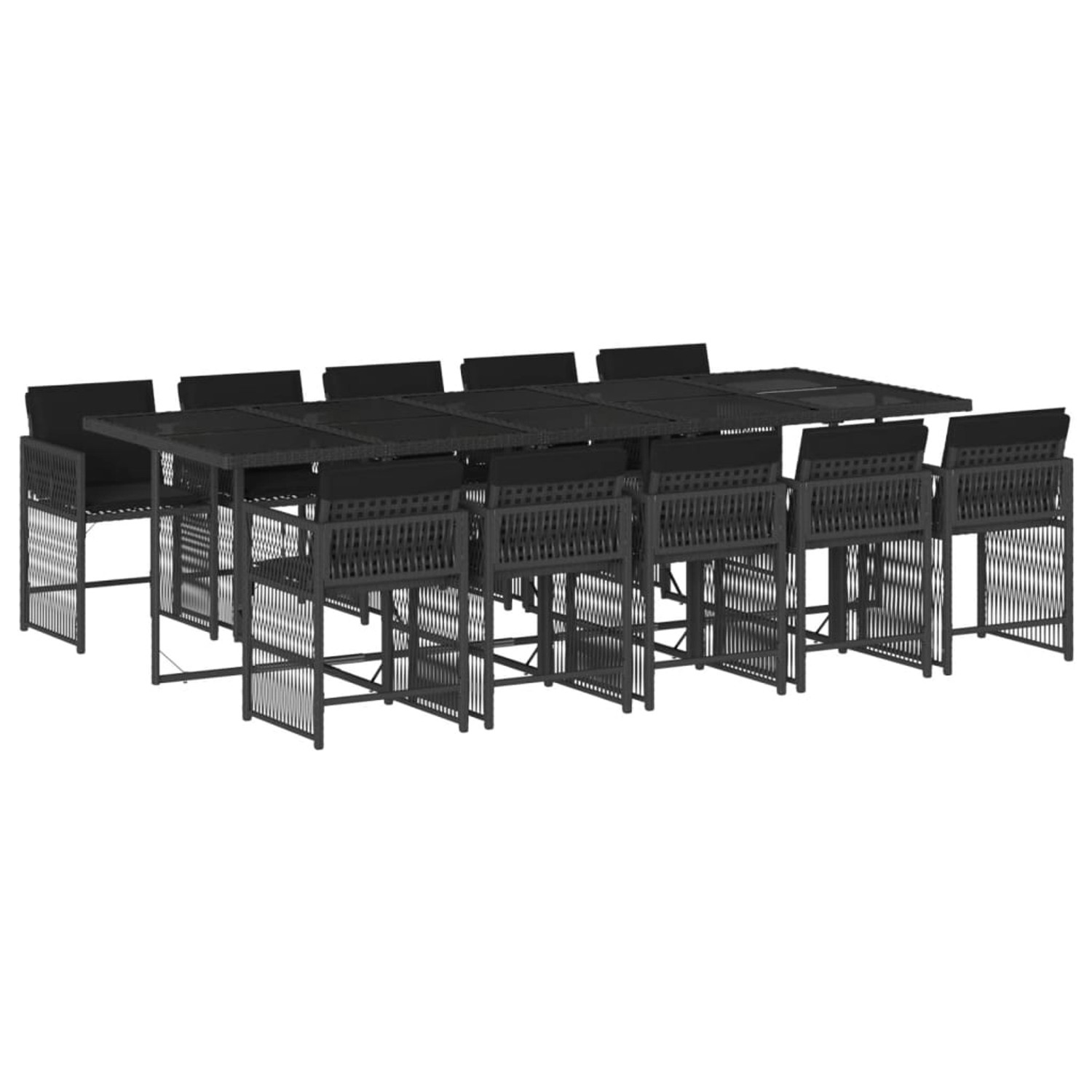 vidaXL 11-tlg Garten-Essgruppe mit Kissen Schwarz Poly Rattan Modell 14 vidaXL 11-tlg Garten-Essgruppe mit Kissen Schwarz Poly Rattan Modell 14 von VIDAXL