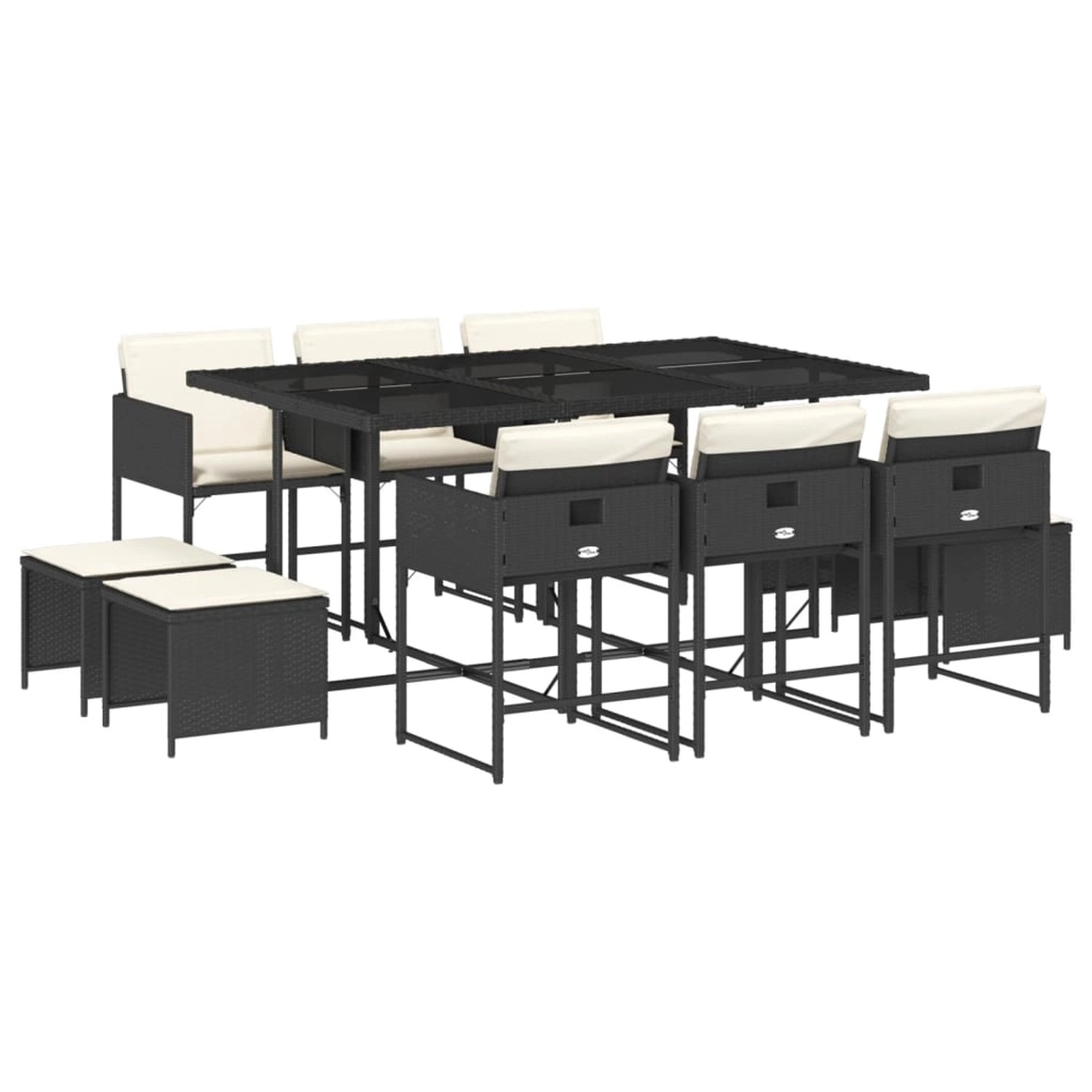vidaXL 11-tlg Garten-Essgruppe mit Kissen Schwarz Poly Rattan Modell 15 vidaXL 11-tlg Garten-Essgruppe mit Kissen Schwarz Poly Rattan Modell 15 von VIDAXL