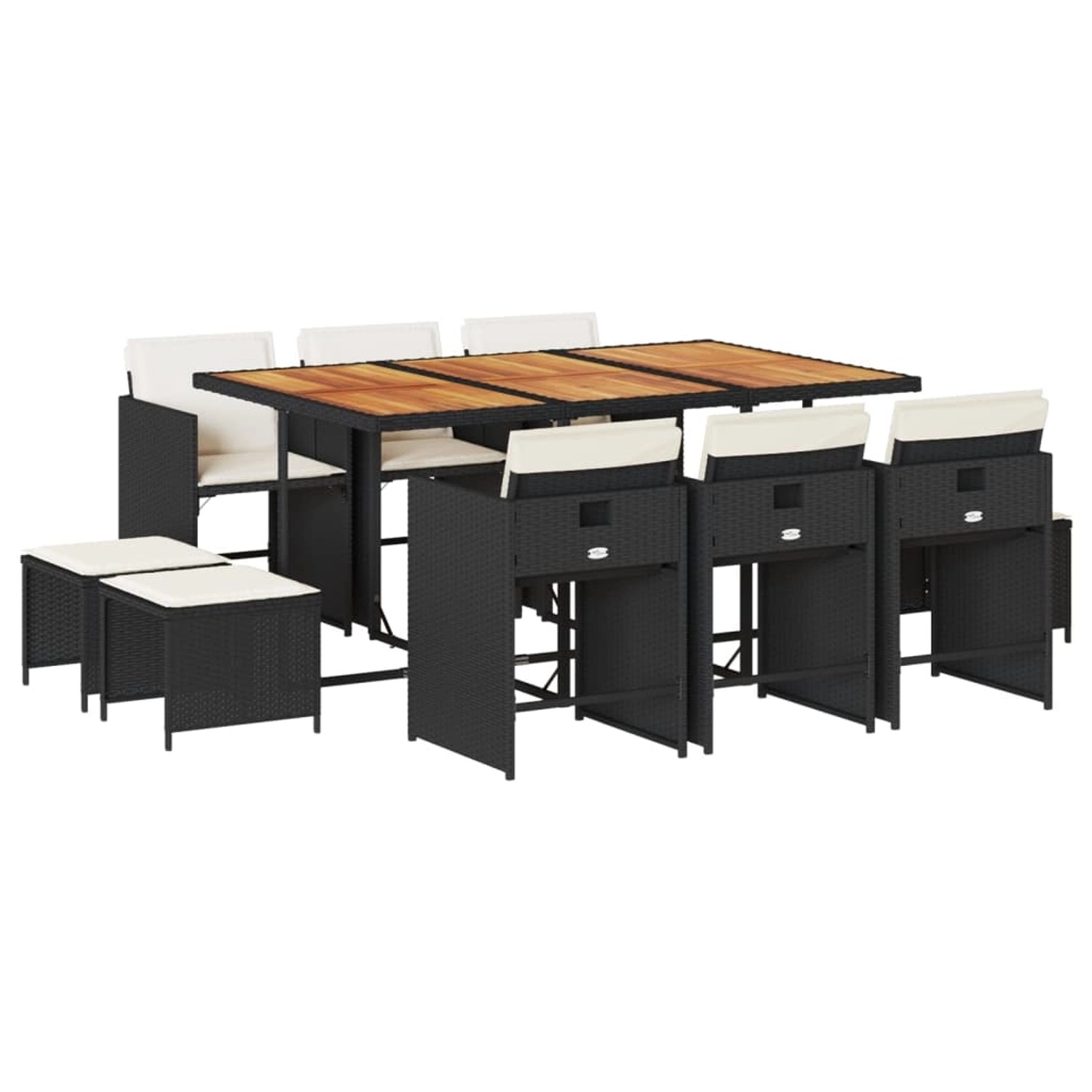 vidaXL 11-tlg Garten-Essgruppe mit Kissen Schwarz Poly Rattan Modell 18 vidaXL 11-tlg Garten-Essgruppe mit Kissen Schwarz Poly Rattan Modell 18 von VIDAXL