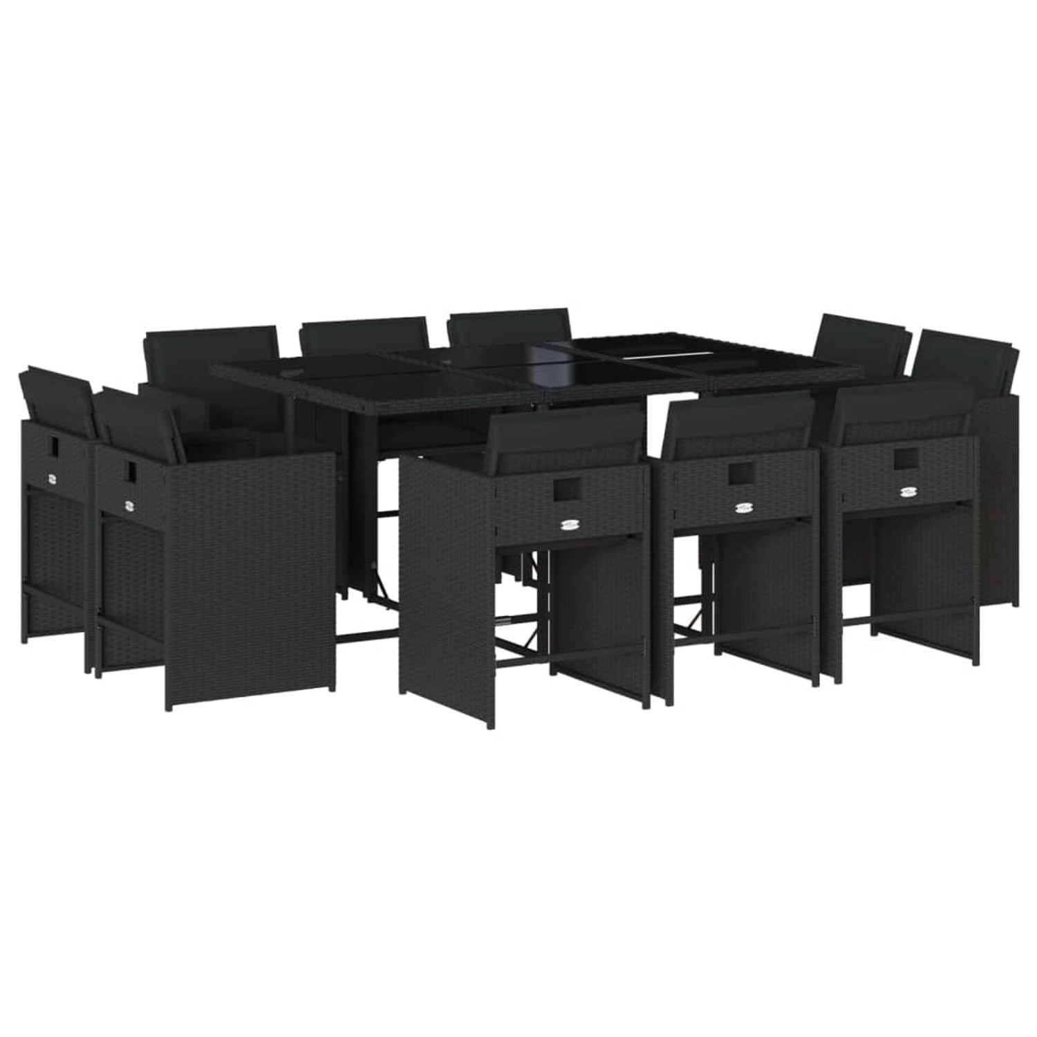 vidaXL 11-tlg Garten-Essgruppe mit Kissen Schwarz Poly Rattan Modell 19 vidaXL 11-tlg Garten-Essgruppe mit Kissen Schwarz Poly Rattan Modell 19 von VIDAXL