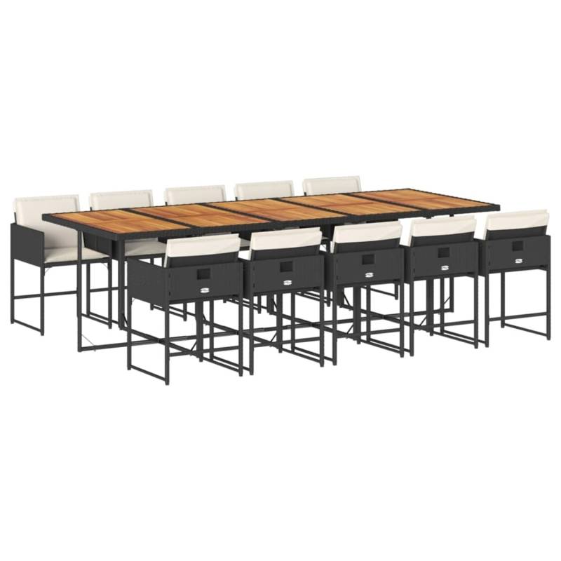 vidaXL 11-tlg Garten-Essgruppe mit Kissen Schwarz Poly Rattan Modell 21 von VIDAXL