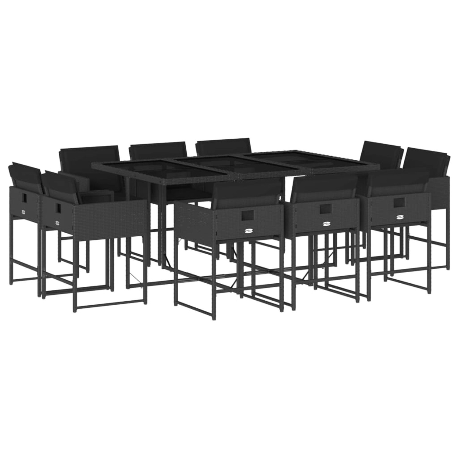 vidaXL 11-tlg Garten-Essgruppe mit Kissen Schwarz Poly Rattan Modell 22 vidaXL 11-tlg Garten-Essgruppe mit Kissen Schwarz Poly Rattan Modell 22 von VIDAXL