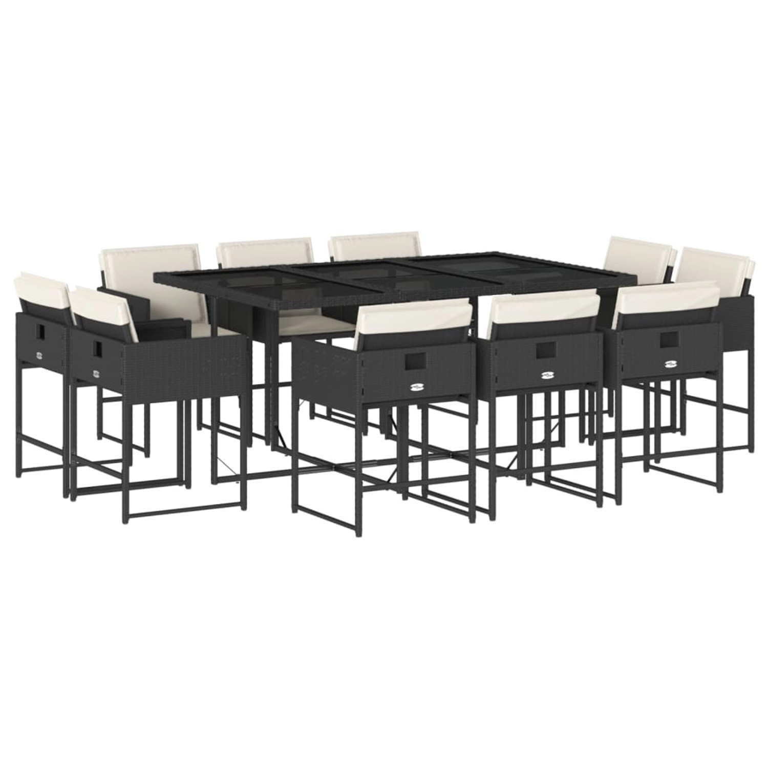 vidaXL 11-tlg Garten-Essgruppe mit Kissen Schwarz Poly Rattan Modell 33 vidaXL 11-tlg Garten-Essgruppe mit Kissen Schwarz Poly Rattan Modell 33 von VIDAXL