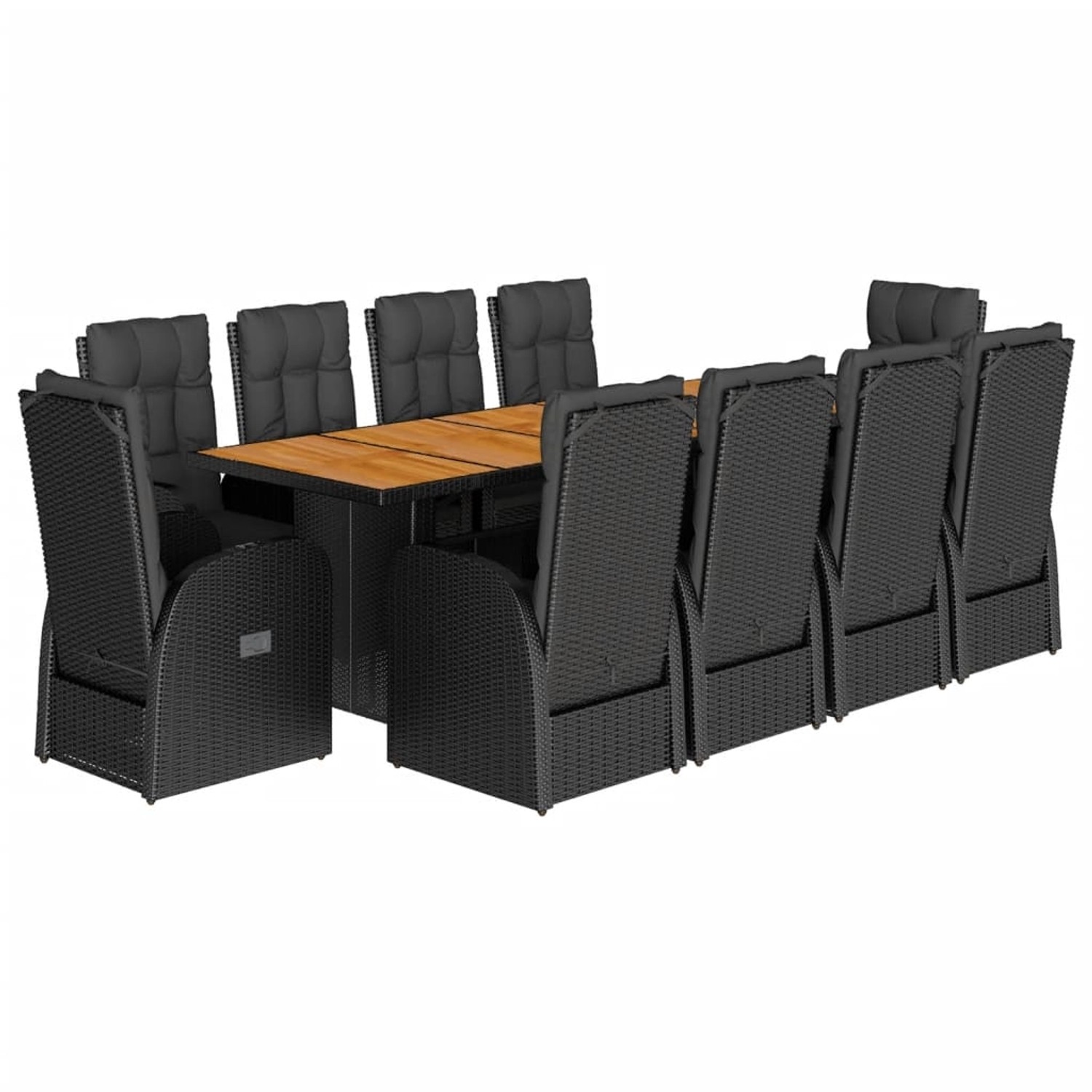 vidaXL 11-tlg Garten-Essgruppe mit Kissen Schwarz Poly Rattan Modell 45 vidaXL 11-tlg Garten-Essgruppe mit Kissen Schwarz Poly Rattan Modell 45 von VIDAXL