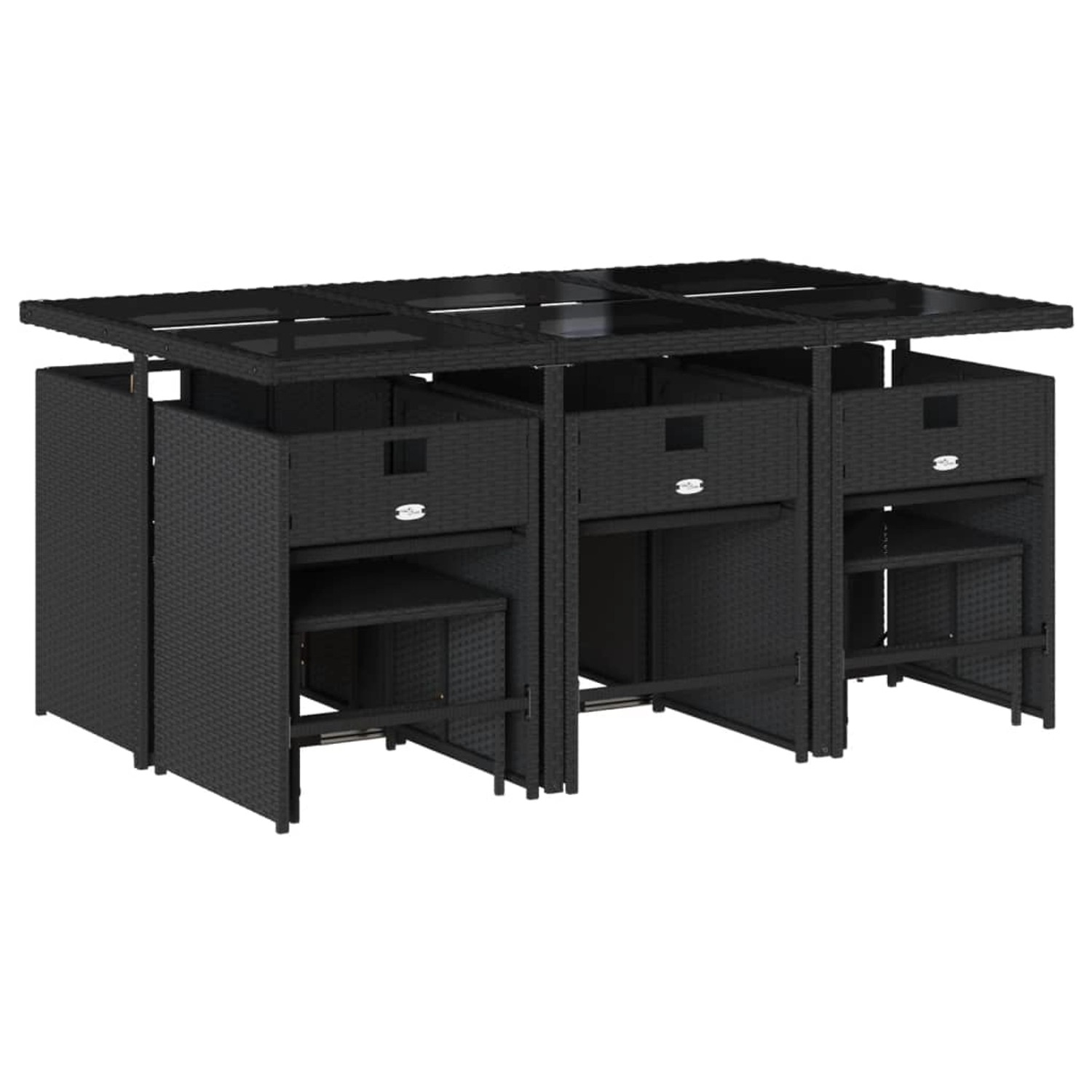 vidaXL 11-tlg Garten-Essgruppe mit Kissen Schwarz Poly Rattan Modell 48 vidaXL 11-tlg Garten-Essgruppe mit Kissen Schwarz Poly Rattan Modell 48 von VIDAXL