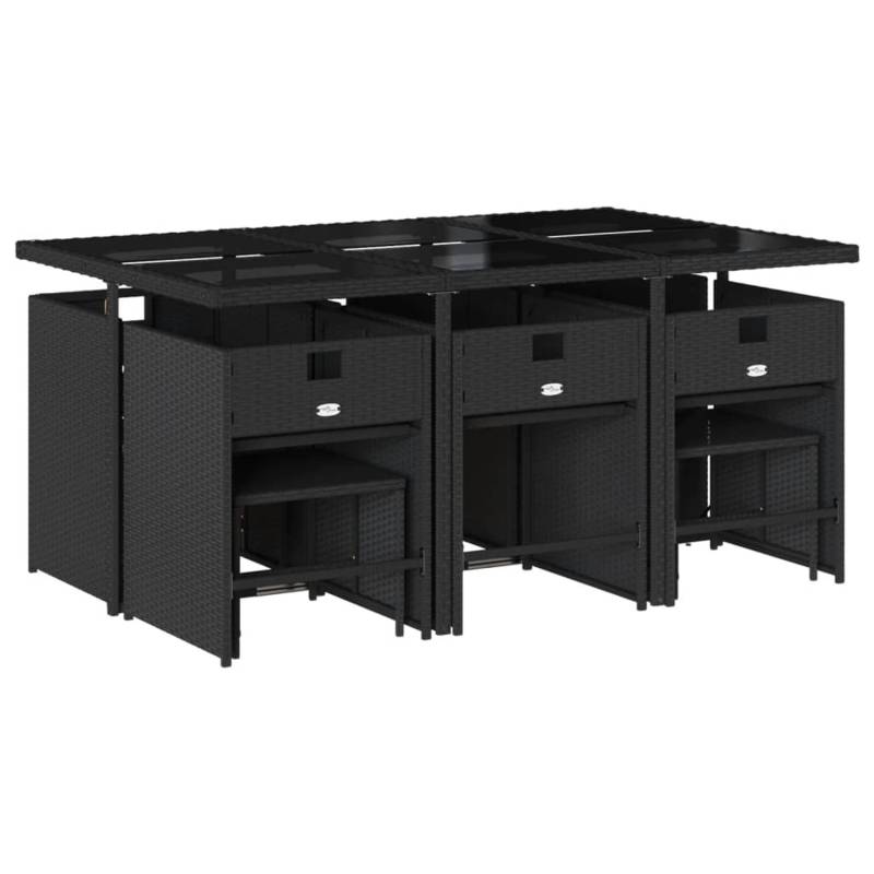 vidaXL 11-tlg Garten-Essgruppe mit Kissen Schwarz Poly Rattan Modell 48 von VIDAXL