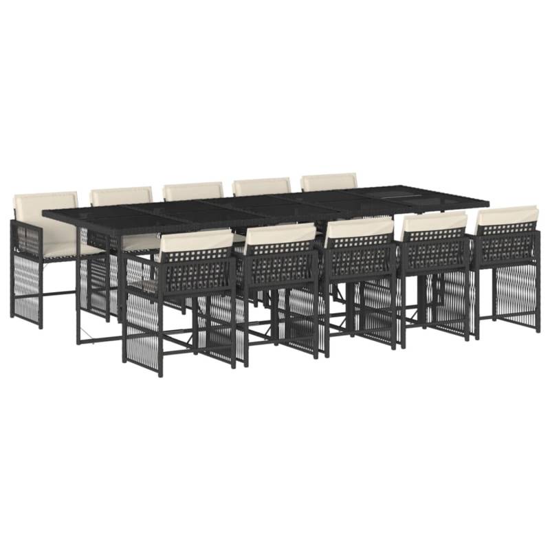 vidaXL 11-tlg Garten-Essgruppe mit Kissen Schwarz Poly Rattan Modell 5 von VIDAXL