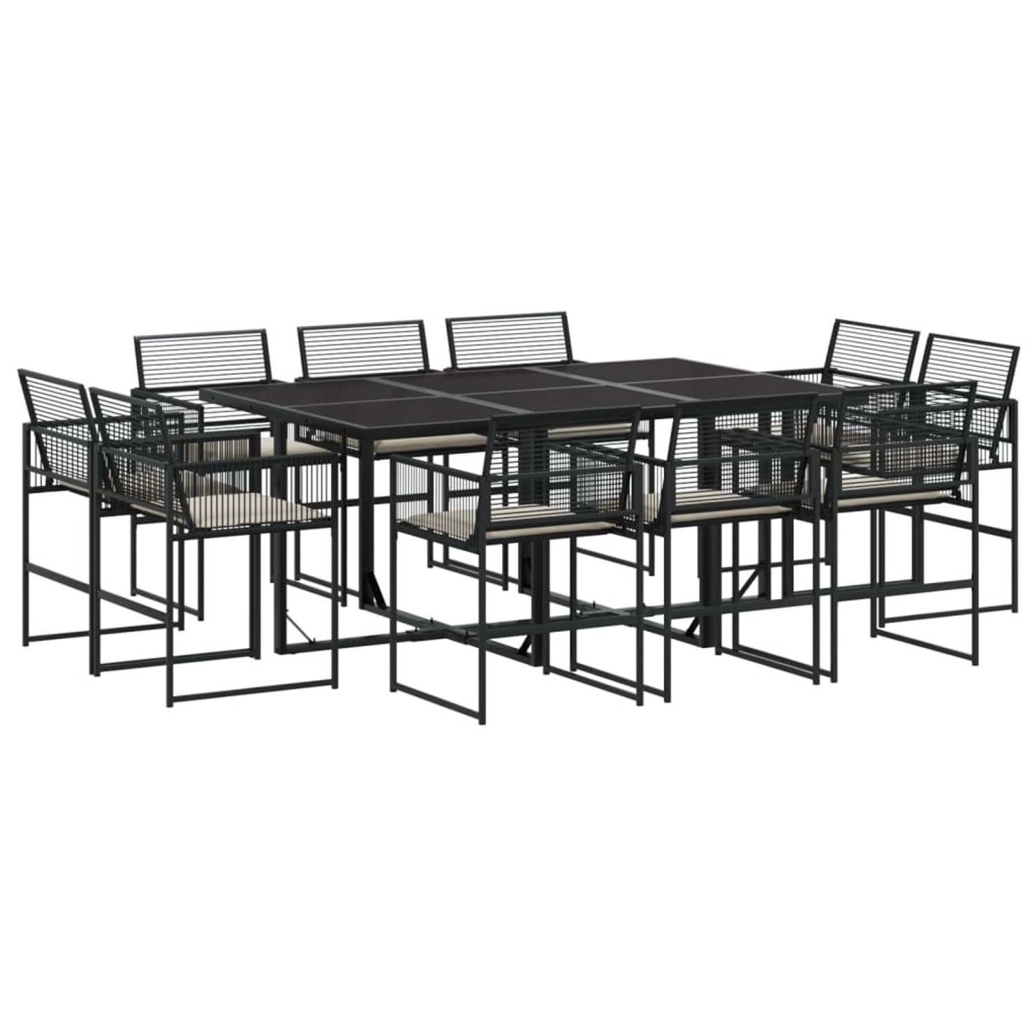vidaXL 11-tlg Garten-Essgruppe mit Kissen Schwarz Poly Rattan Modell 54 vidaXL 11-tlg Garten-Essgruppe mit Kissen Schwarz Poly Rattan Modell 54 von VIDAXL