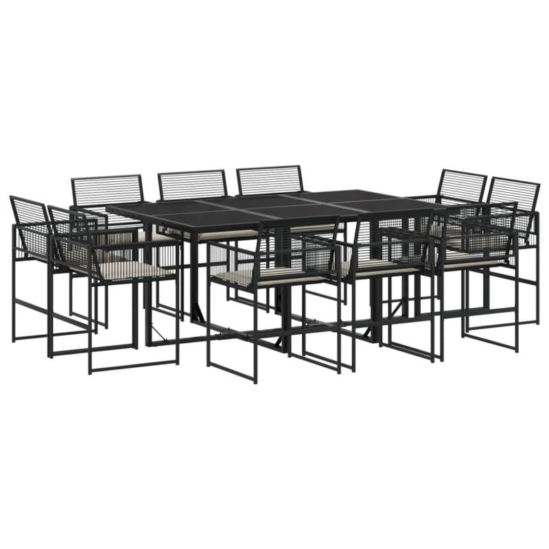 vidaXL 11-tlg Garten-Essgruppe mit Kissen Schwarz Poly Rattan Modell 54 von VIDAXL