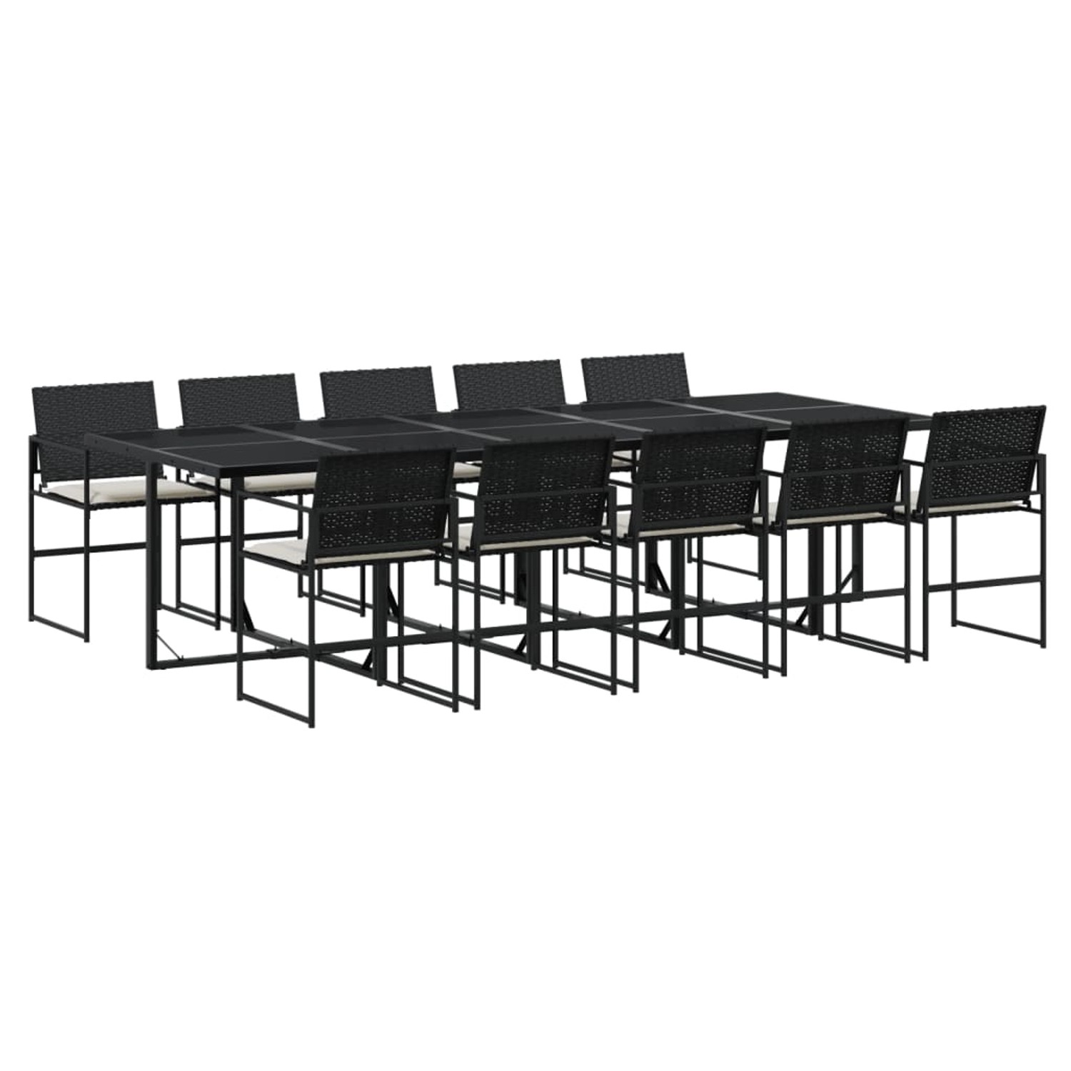 vidaXL 11-tlg Garten-Essgruppe mit Kissen Schwarz Poly Rattan Modell 55 vidaXL 11-tlg Garten-Essgruppe mit Kissen Schwarz Poly Rattan Modell 55 von VIDAXL