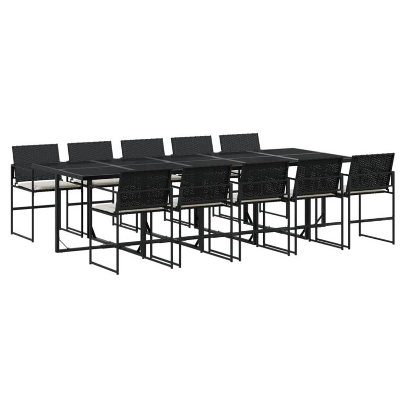 vidaXL 11-tlg Garten-Essgruppe mit Kissen Schwarz Poly Rattan Modell 55 von VIDAXL