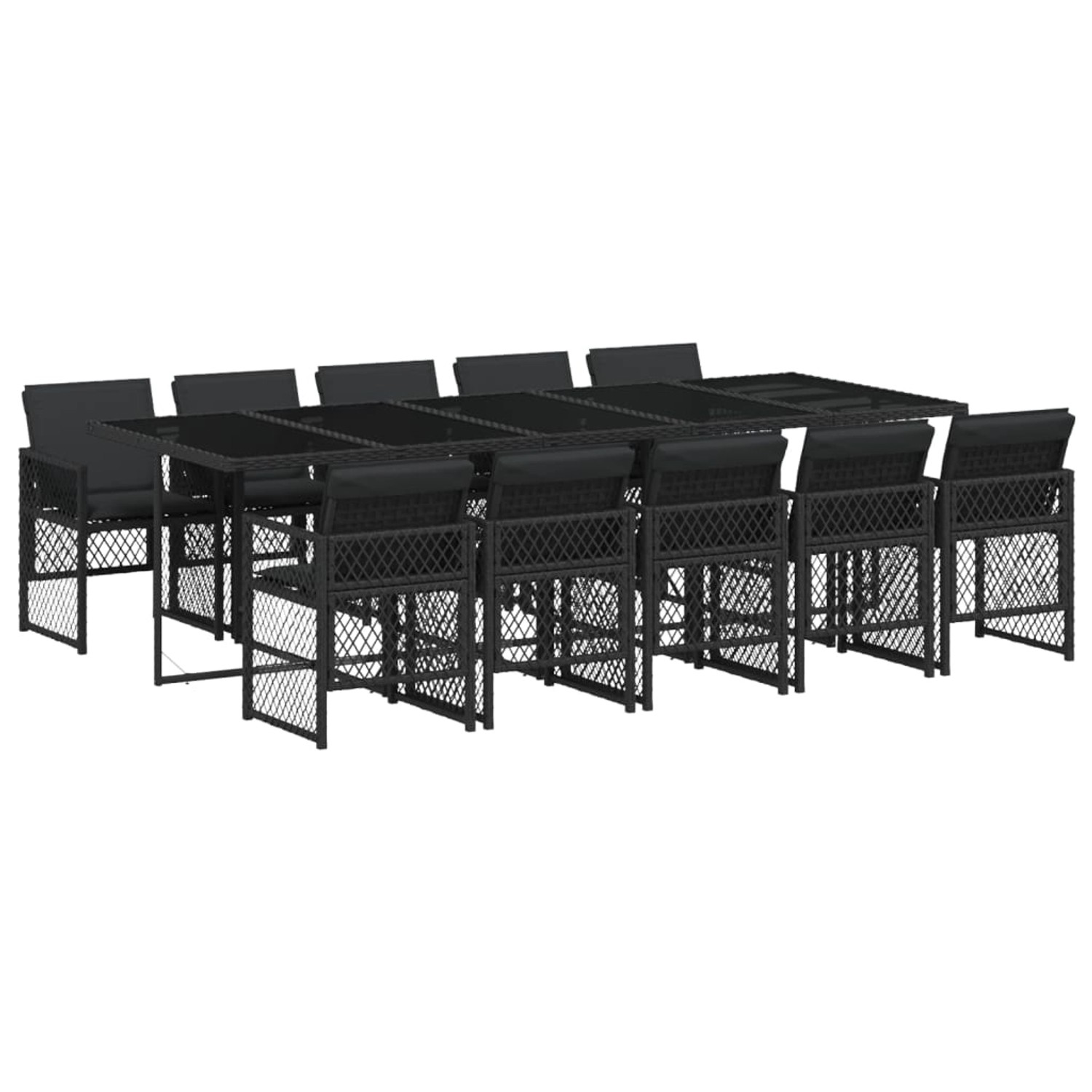 vidaXL 11-tlg Garten-Essgruppe mit Kissen Schwarz Poly Rattan Modell 60 vidaXL 11-tlg Garten-Essgruppe mit Kissen Schwarz Poly Rattan Modell 60 von VIDAXL