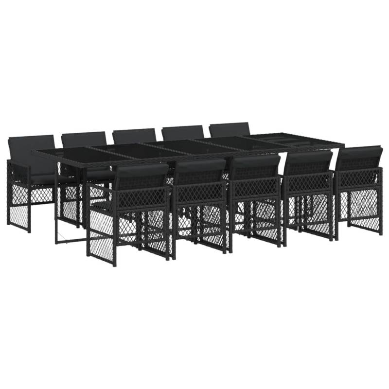 vidaXL 11-tlg Garten-Essgruppe mit Kissen Schwarz Poly Rattan Modell 60 von VIDAXL