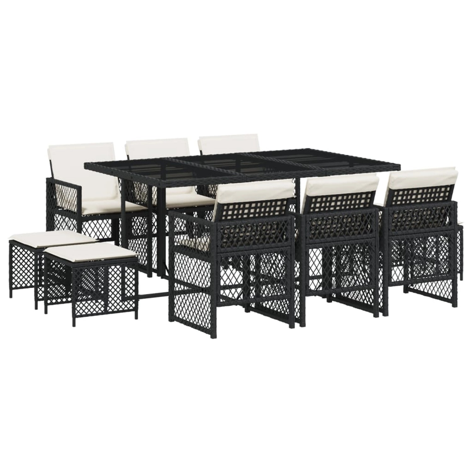 vidaXL 11-tlg Garten-Essgruppe mit Kissen Schwarz Poly Rattan Modell 66 vidaXL 11-tlg Garten-Essgruppe mit Kissen Schwarz Poly Rattan Modell 66 von VIDAXL