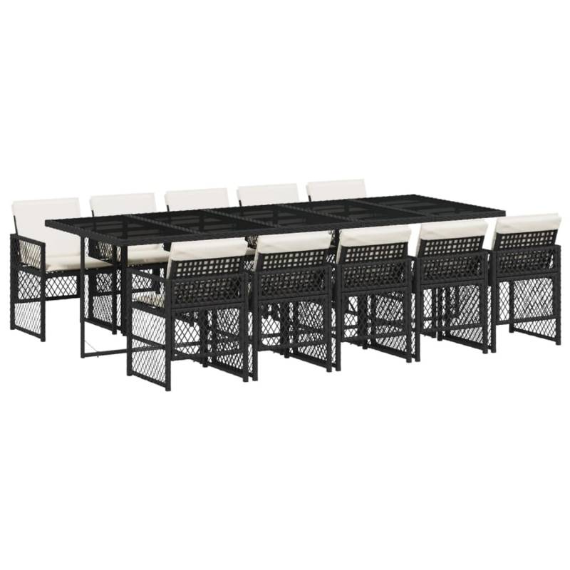 vidaXL 11-tlg Garten-Essgruppe mit Kissen Schwarz Poly Rattan Modell 67 von VIDAXL