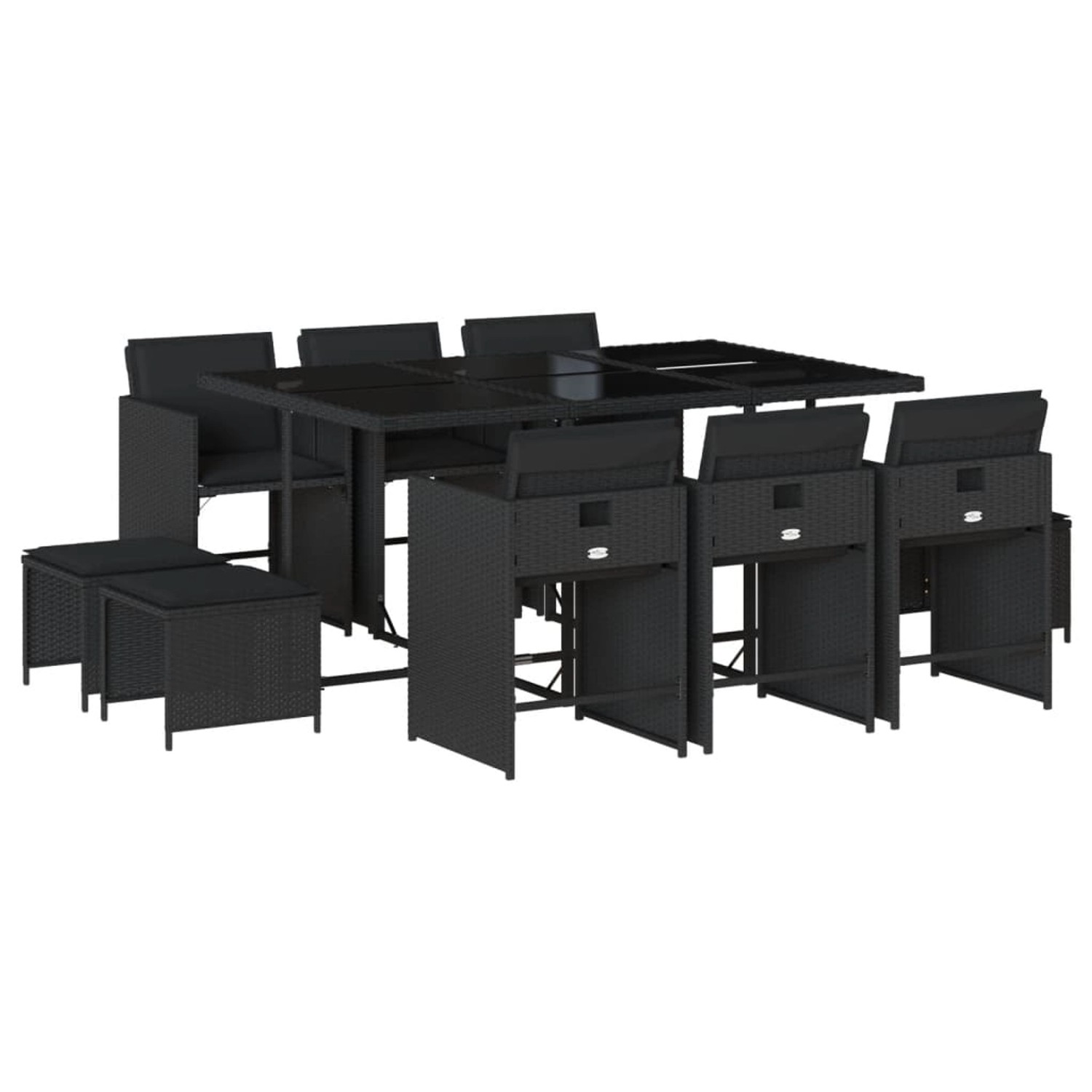 vidaXL 11-tlg Garten-Essgruppe mit Kissen Schwarz Poly Rattan Modell 69 vidaXL 11-tlg Garten-Essgruppe mit Kissen Schwarz Poly Rattan Modell 69 von VIDAXL