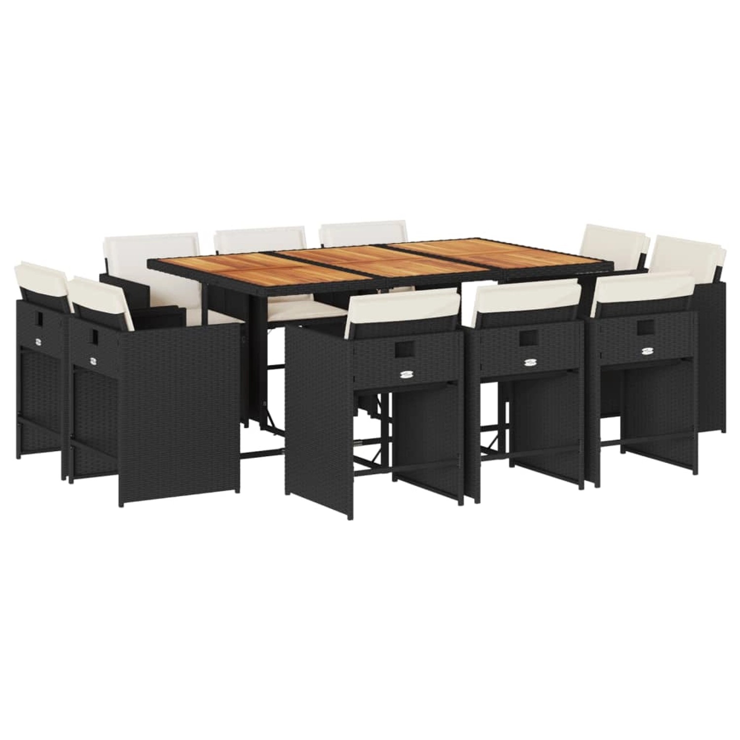 vidaXL 11-tlg Garten-Essgruppe mit Kissen Schwarz Poly Rattan Modell 7 vidaXL 11-tlg Garten-Essgruppe mit Kissen Schwarz Poly Rattan Modell 7 von VIDAXL