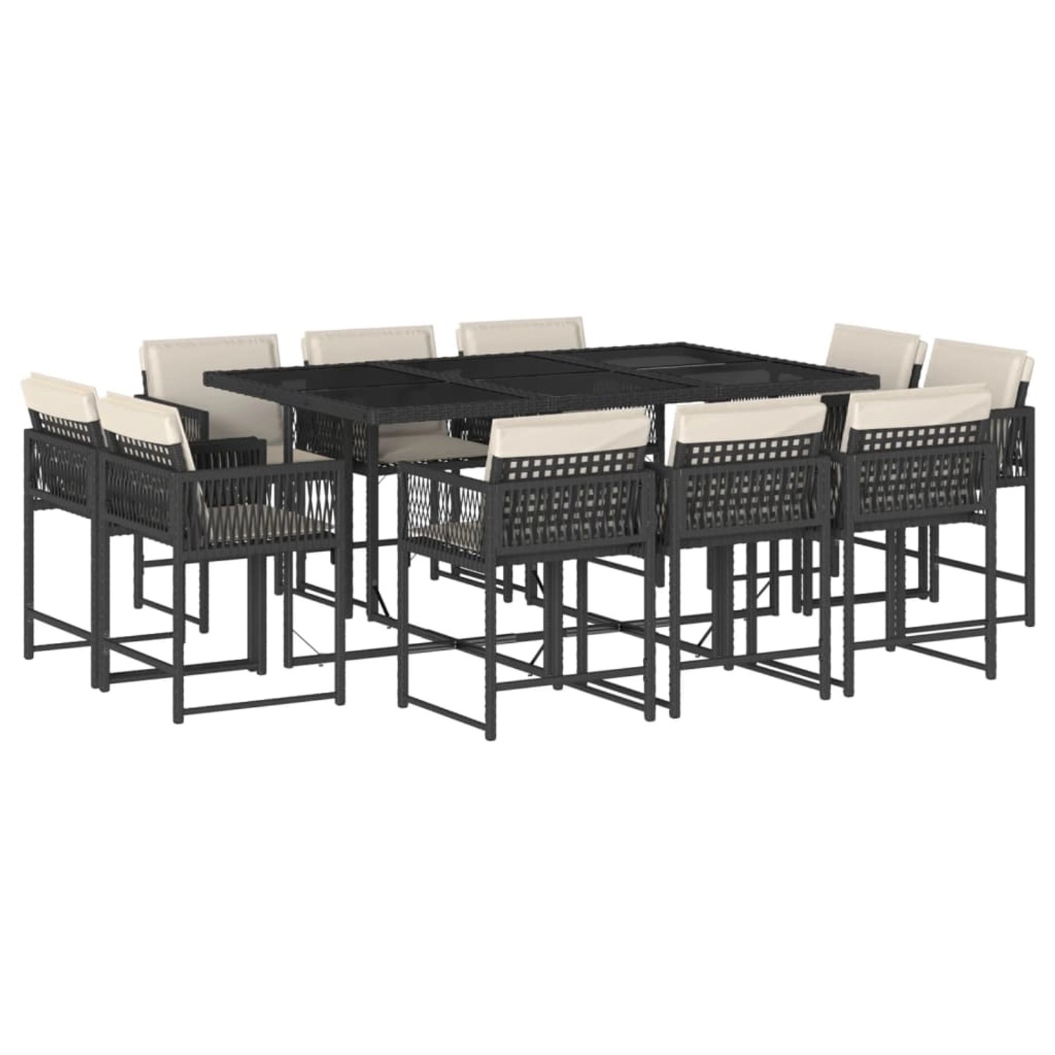 vidaXL 11-tlg Garten-Essgruppe mit Kissen Schwarz Poly Rattan Modell 71 vidaXL 11-tlg Garten-Essgruppe mit Kissen Schwarz Poly Rattan Modell 71 von VIDAXL
