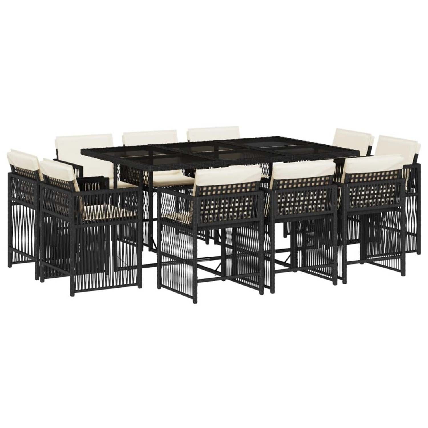 vidaXL 11-tlg Garten-Essgruppe mit Kissen Schwarz Poly Rattan Modell 72 vidaXL 11-tlg Garten-Essgruppe mit Kissen Schwarz Poly Rattan Modell 72 von VIDAXL