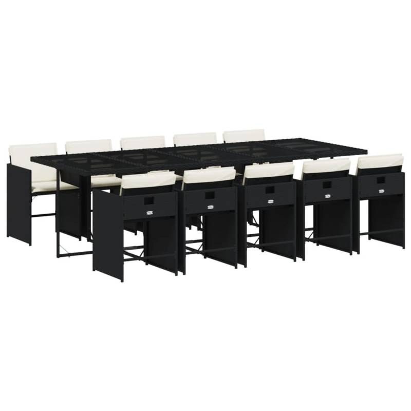 vidaXL 11-tlg Garten-Essgruppe mit Kissen Schwarz Poly Rattan Modell 9 von VIDAXL