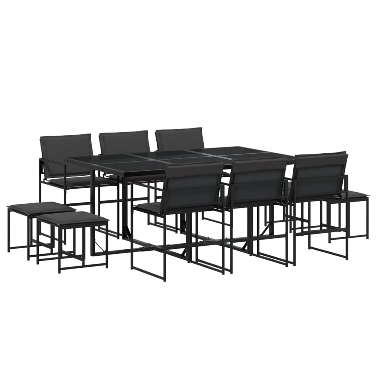 vidaXL 11-tlg Garten-Essgruppe mit Kissen Schwarz Textilene Modell 1 vidaXL 11-tlg Garten-Essgruppe mit Kissen Schwarz Textilene Modell 1 von VIDAXL