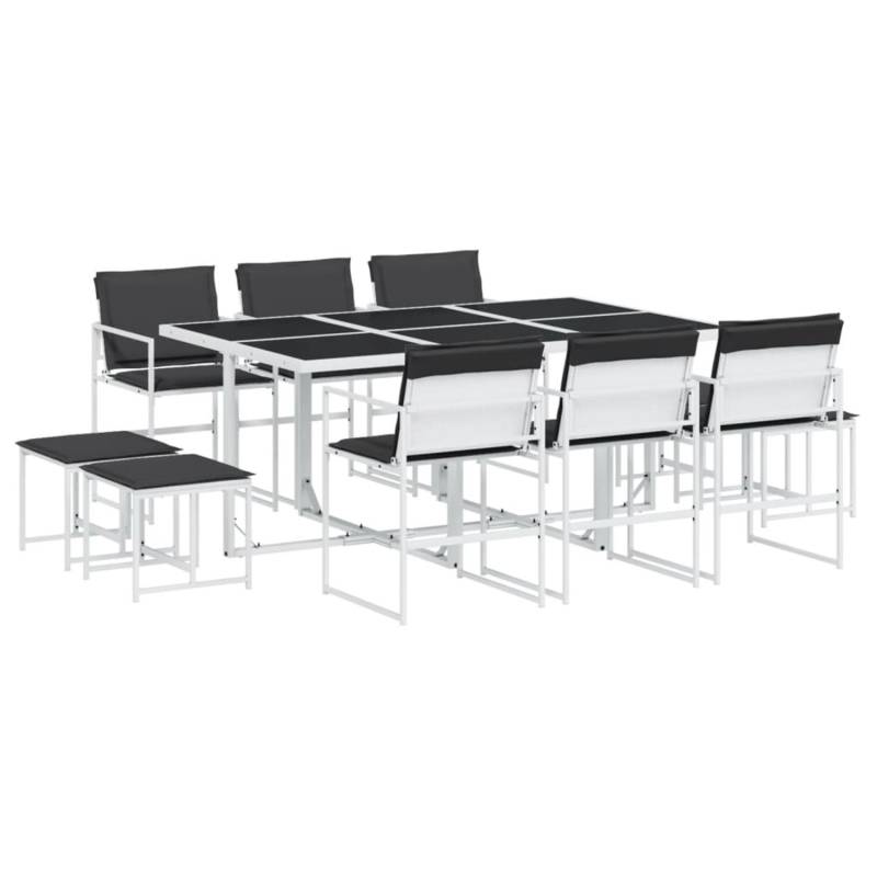 vidaXL 11-tlg Garten-Essgruppe mit Kissen Weiß Textilene Modell 5 von VIDAXL