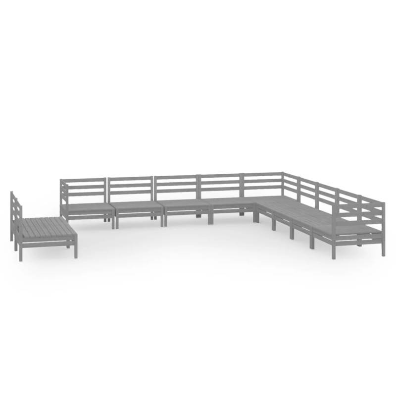 vidaXL 11-tlg Garten-Lounge-Set Massivholz Kiefer Grau Modell 3 von VIDAXL