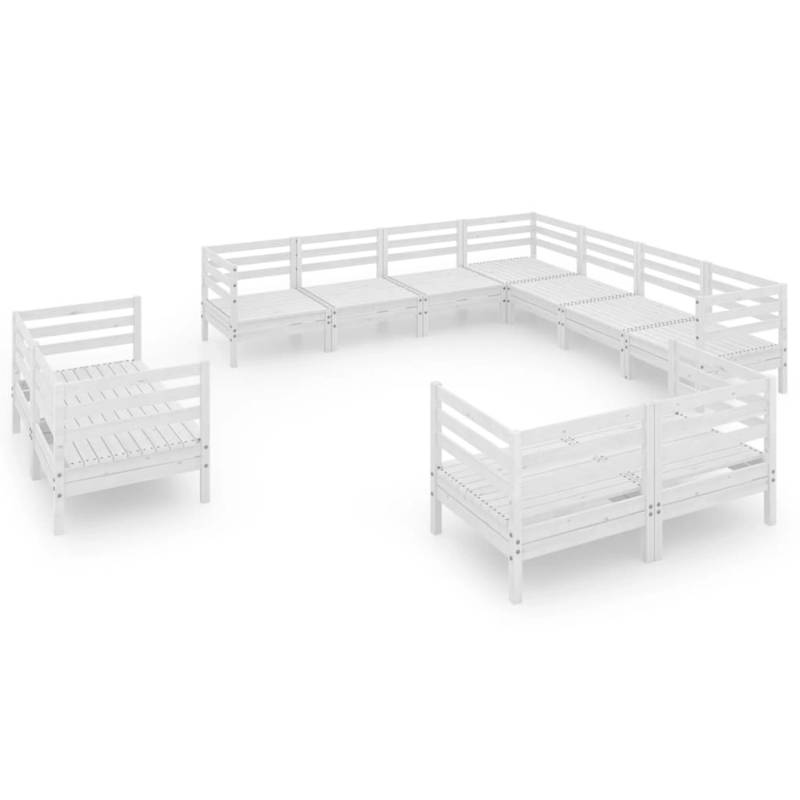 vidaXL 11-tlg Garten-Lounge-Set Massivholz Kiefer Weiß Modell 3 von VIDAXL